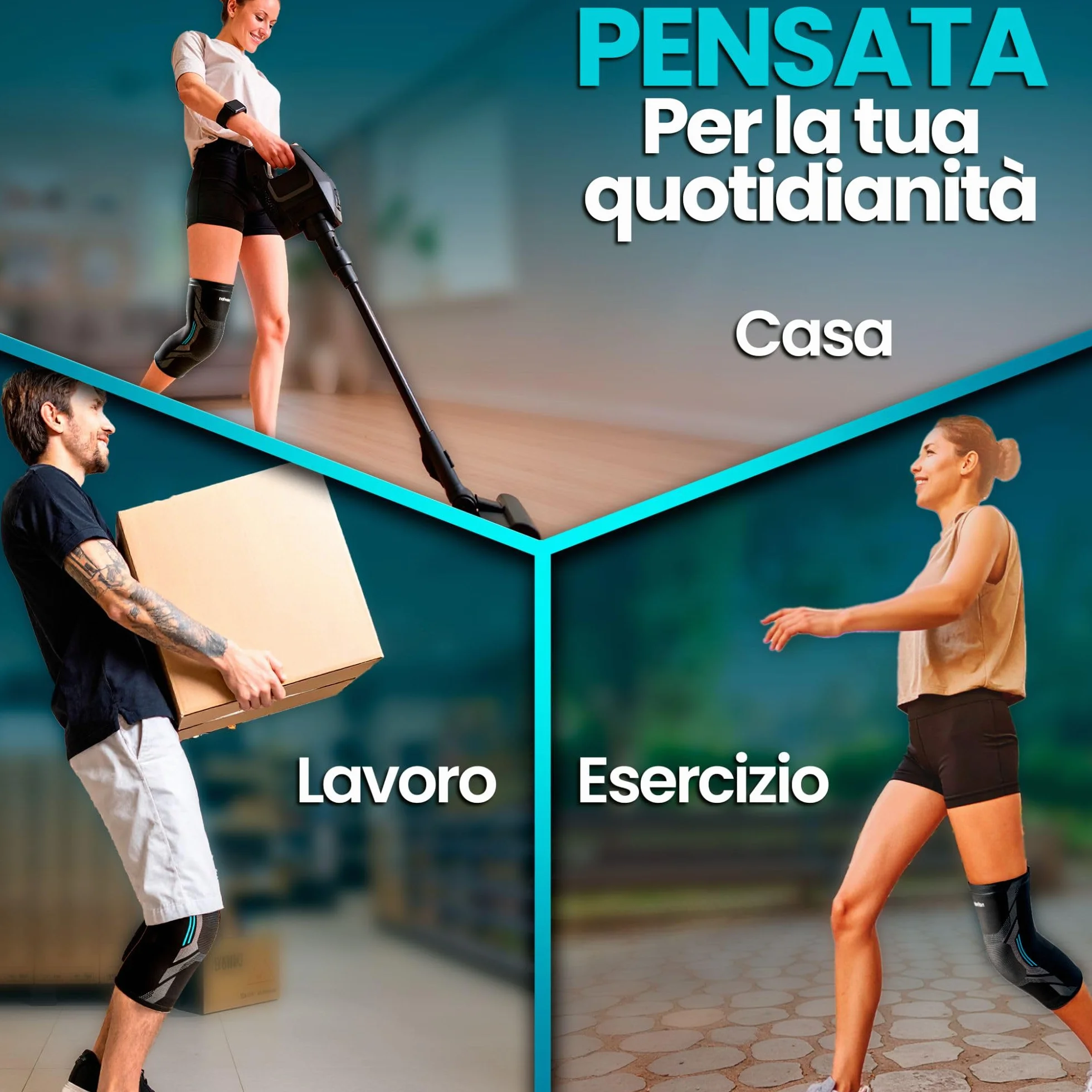 NativoDex Ginocchiera Ortopedica di Compressione Stabilizzante Menisco Legamenti Sport Fascia Elastica Antiscivolo Traspirante Palestra Corsa