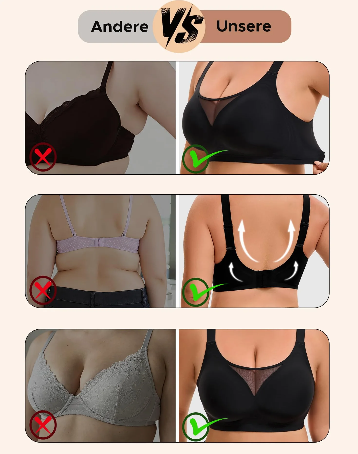 INNERSY Reggiseno senza cuciture senza ferretto taglie grandi minimizzatore donna coppe complete imbottite bralette