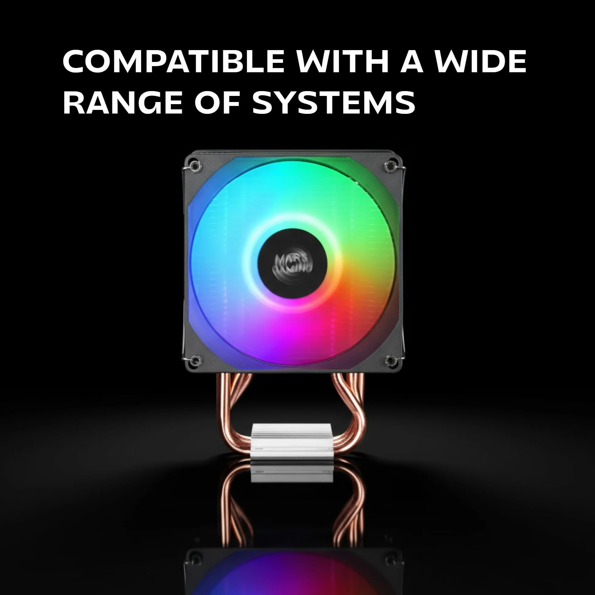 Mars Gaming MCPU-X3, Dissipatore CPU 190W TDP, 3x Heatpipes, Ventola PWM FDB, Illuminazione FRGB, Design Compatto SFF/Mini-ITX, Alette in Alluminio, Cooler PC con Compatibilità Intel e AMD, Nero