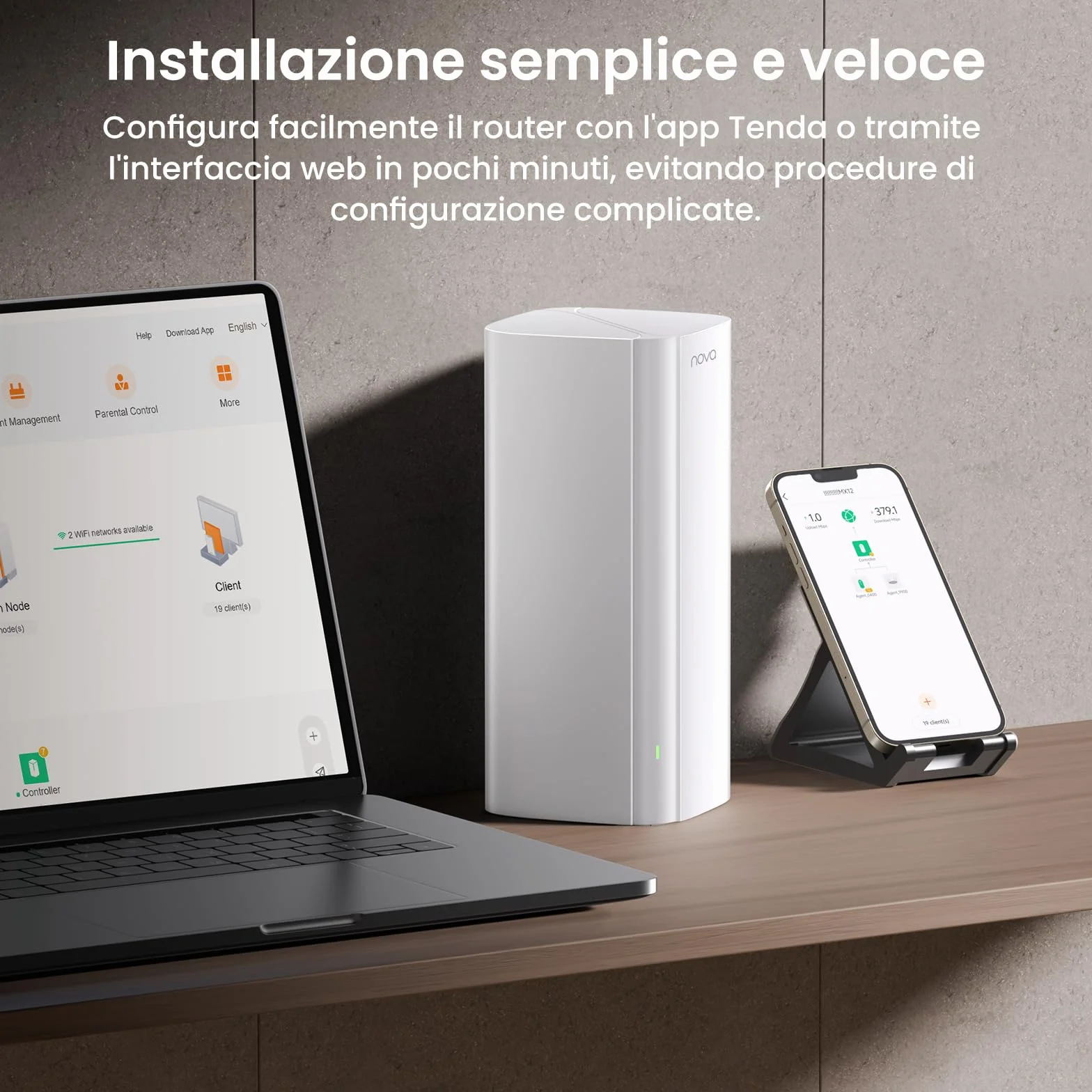 Tenda Nova MX12-3 AX3000 Mesh Wi-Fi 6 System, ampia copertura Wi-Fi fino a 4-6 camere da letto, 1.7 GHz Quad-Core CPU, porte LAN Gigabit, 3-Pack