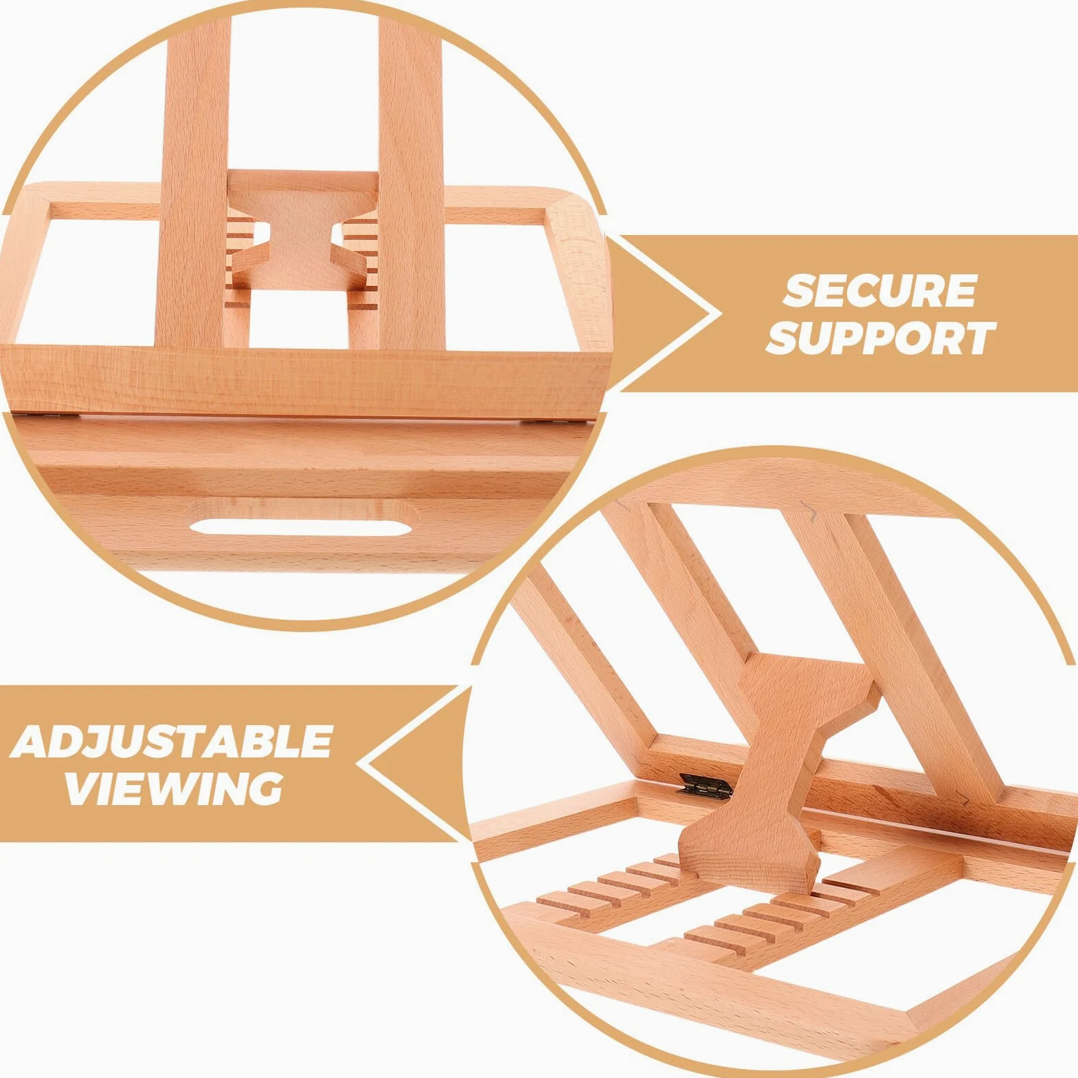 Supporto per Laptop Regolabile in Legno di Faggio Ventilato con 6 Livelli di Altezza, Supporto Portatile Ergonomico per Scrivania, per Migliorare la Postura e Raffreddare Computer