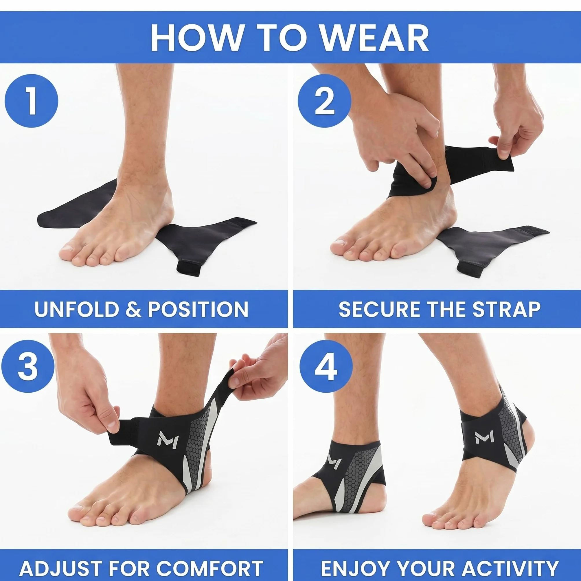 Cavigliera Sportiva per Distorsione Supporto Elastica in Nylon Traspirante con Doppia Fascia Regolabile a U Unisex