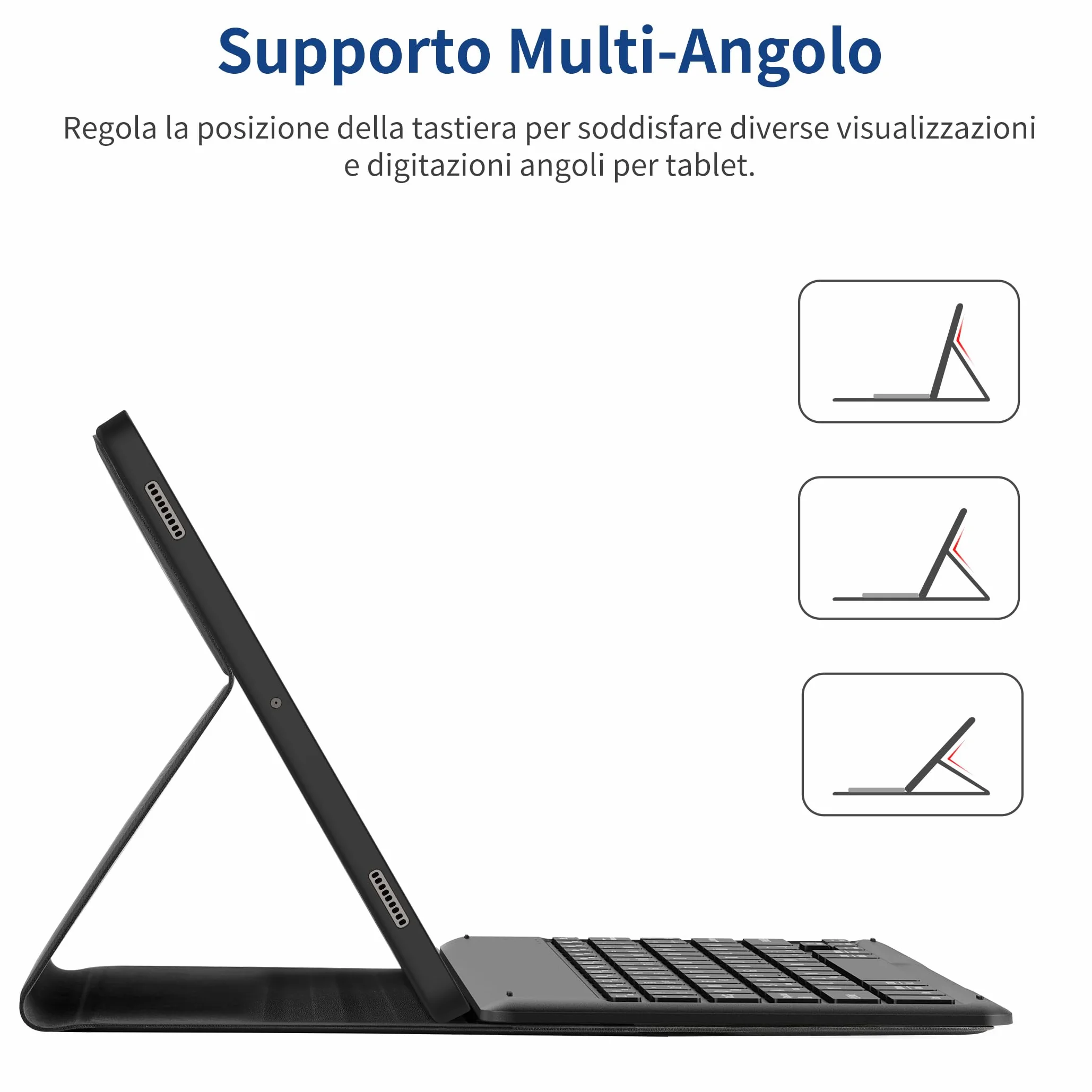 EasyAcc Cover con Tastiera Compatibile con Samsung Galaxy Tab S10 Lite/S10 FE/S9 FE/S9 10.9"/11"(2025/2023) con Pellicola Protettiva, [Italiano], Tastiera Rimovibile con Portapenne, Nero