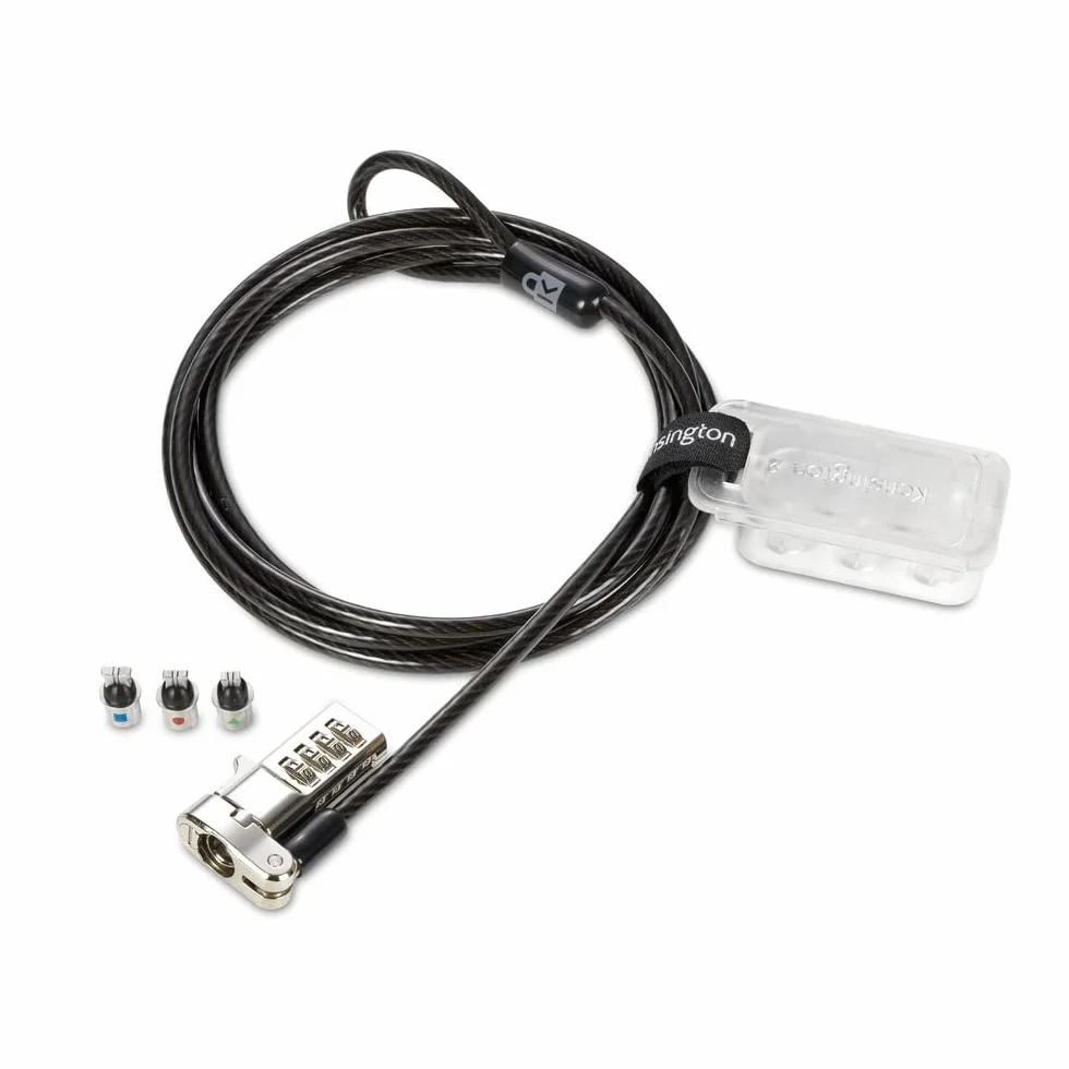 Kensington K62316WW - Kit di blocco per computer portatile, universale, 3 in 1, con cavo flessibile in acciaio al carbonio, 1,8 m