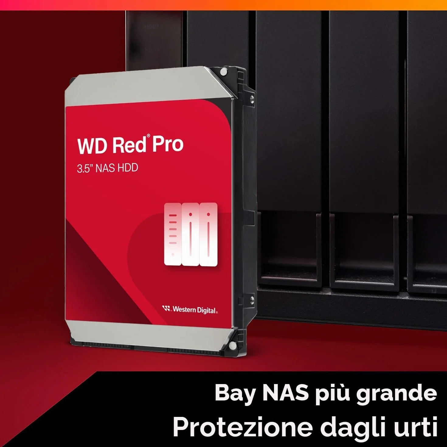 WD Red Pro 8TB NAS Hard Disk Interno 3,5" - 7200 RPM, SATA 6 Gb/s, CMR, Cache da 256MB