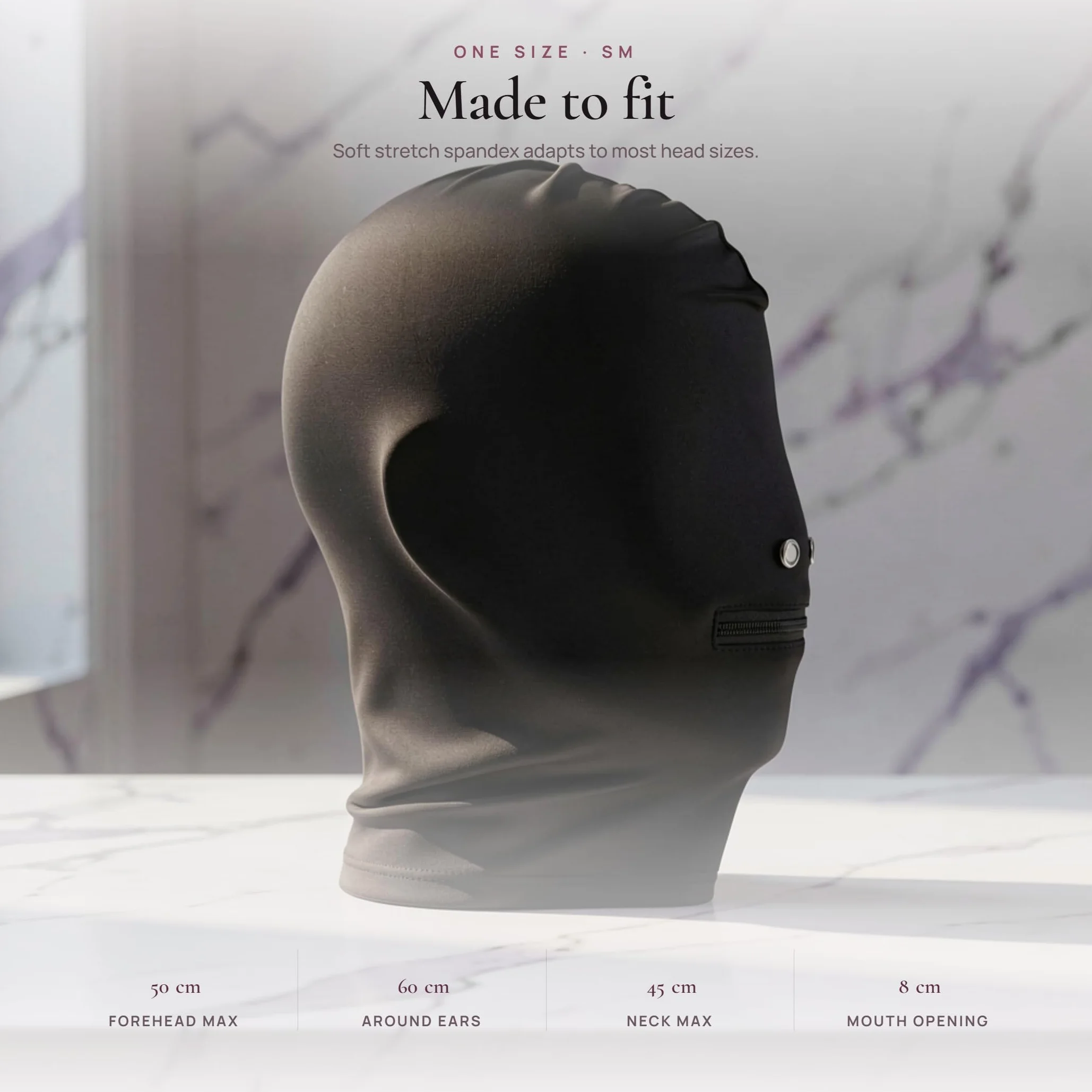 FOPS Maschera Fetish BDSM Nera con Apribocca a Zip per Coppie - Accessorio Erotico SM Bondage Materiale Elastico