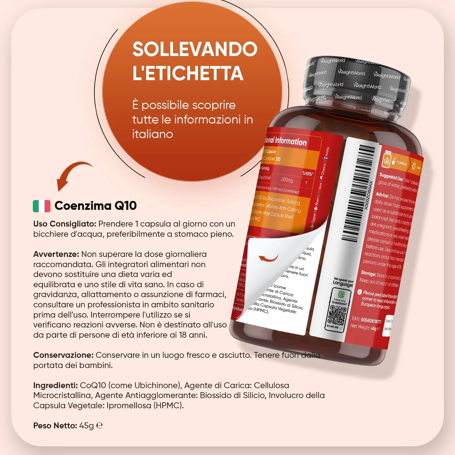 Coenzima Q10 Vegano 200mg 120 Capsule Integratore CoQ10 Ubiquinone Prodotto in Europa