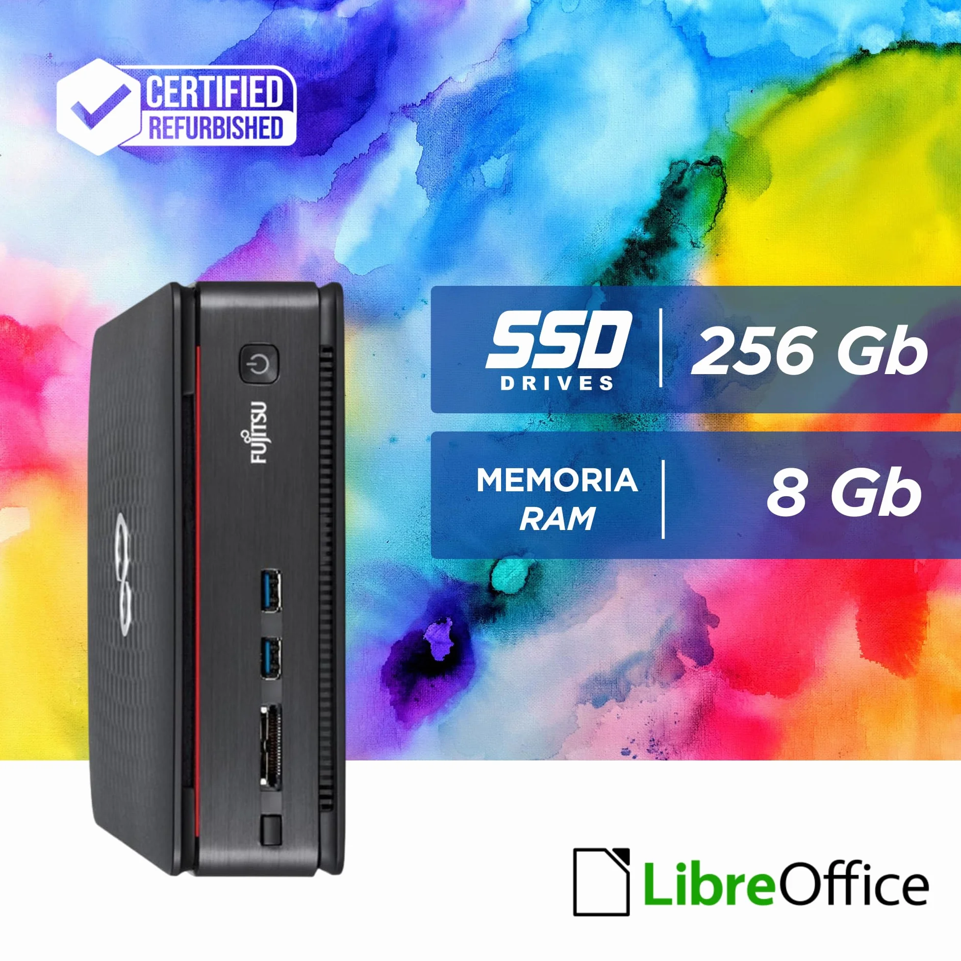 Fujitsu Esprimo Mini PC Desktop Intel i5-4570T 2.9 GHz 8GB DDR4 SSD 256GB DVI DP WiFi Ricondizionato