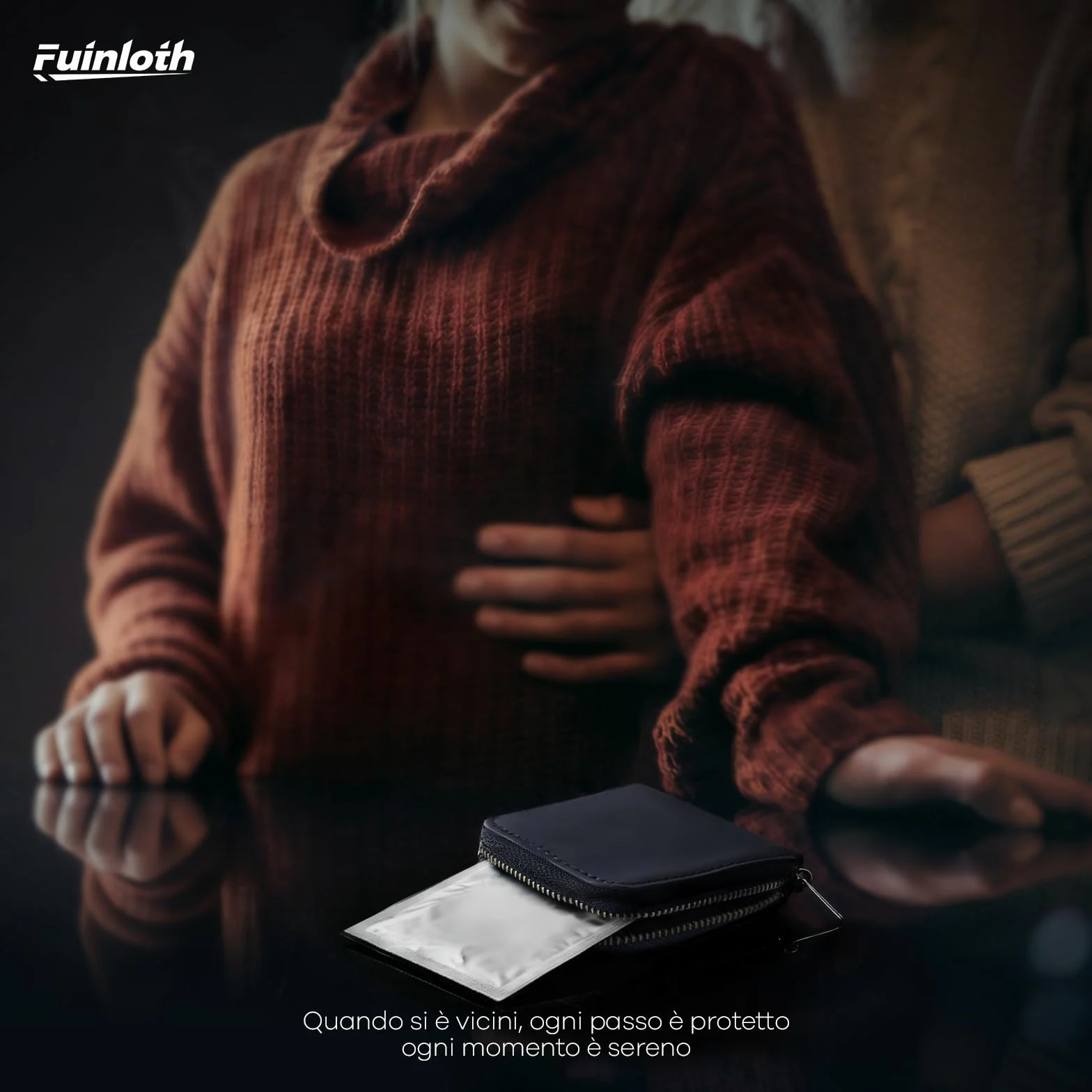 Fuinloth Portacondomi Privacy Uomo, Portaoggetti Compatto da Viaggio in Pelle Nera con Cerniera