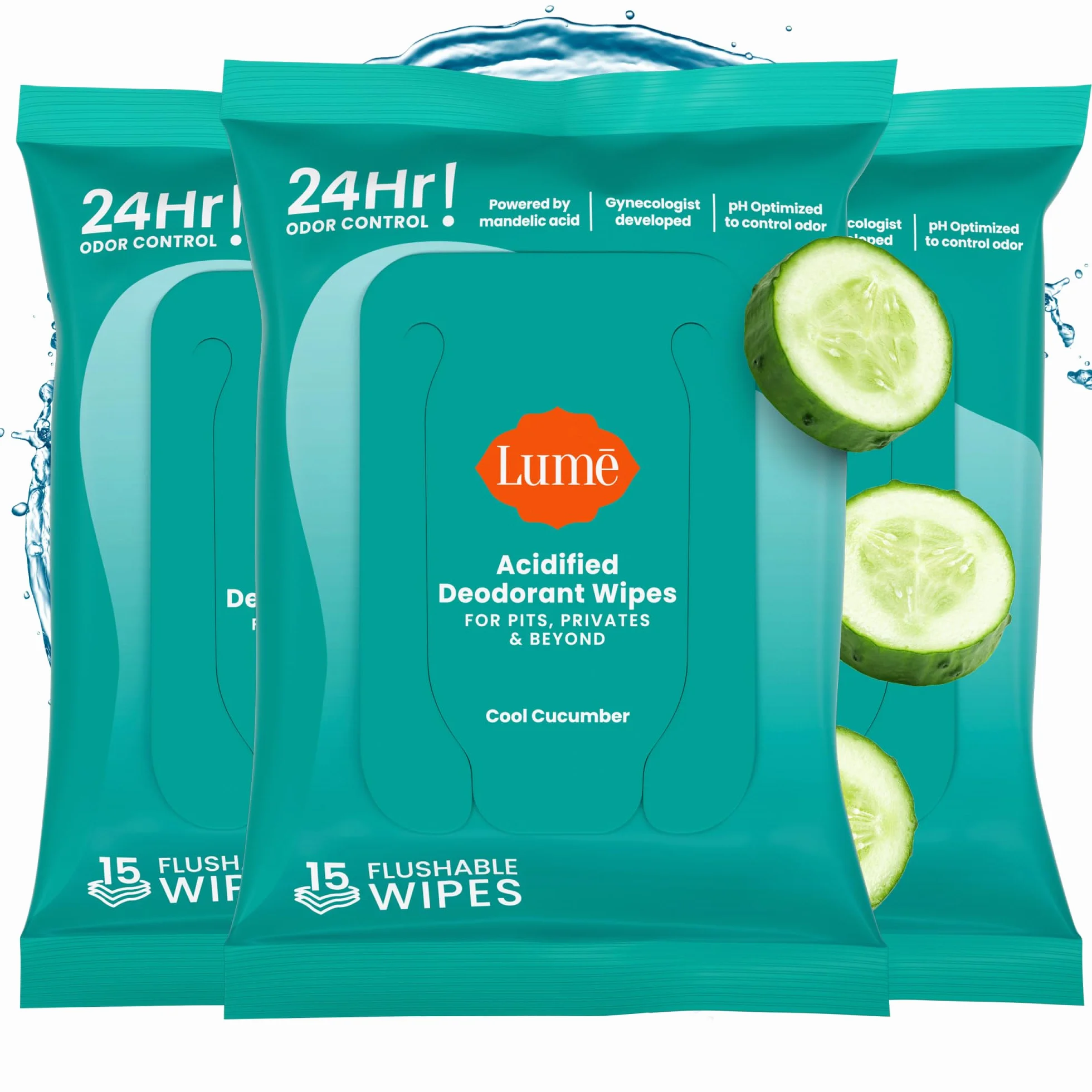 Lume Salviette deodoranti acidificate controllo odori 24 ore senza alluminio bicarbonato sodio cura pelle 15