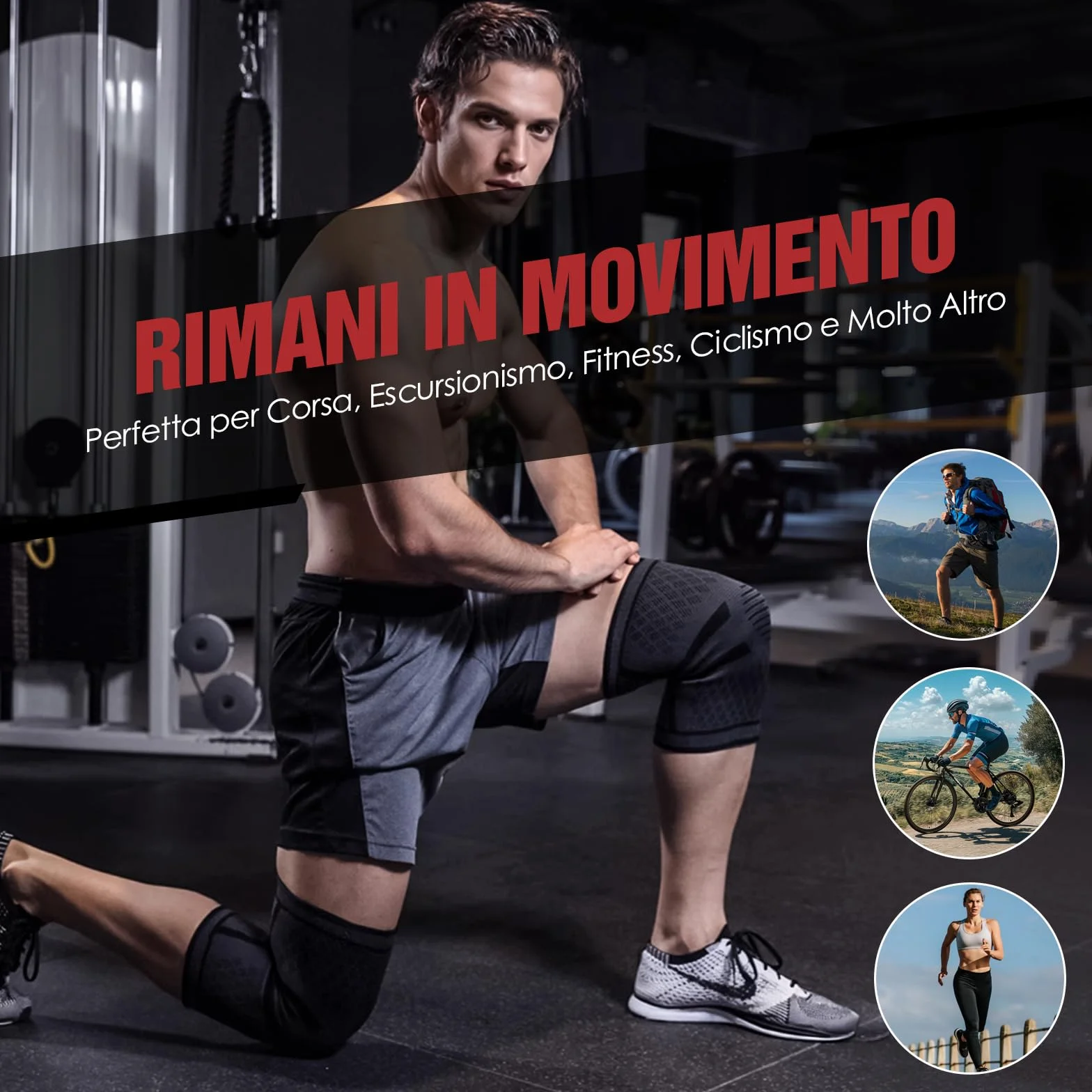 Ginocchiera Ortopedica Sportiva per Palestra Corsa Ciclismo Escursionismo - Set da 2 Tutore Ginocchio Fascia Uomo Donna (S: 35-41 cm)