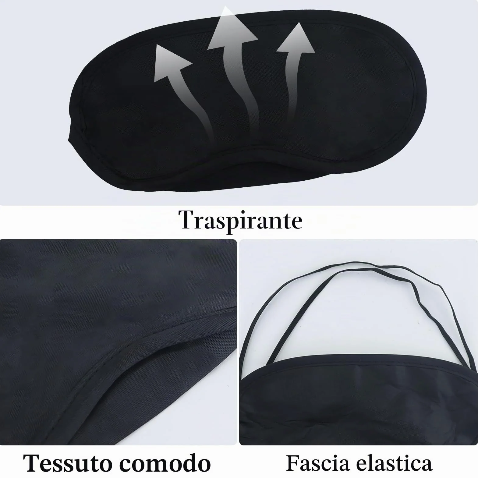 Mascherina per Dormire Antiluce 25 Pezzi con Elastici Regolabili Traspirante