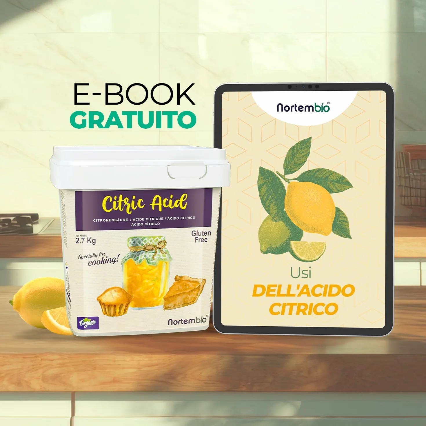 Nortembio Acido Citrico Alimentare in Polvere 5,2 kg Correttore di Acidità Naturale per Marmellate Pasticceria Bevande