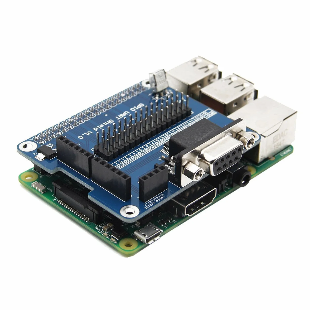 DollaTek Scheda di espansione della Porta seriale RS232 per Raspberry Pi 3 Modello B / 2 B/B + GPIO UART Shield con Ricezione IR