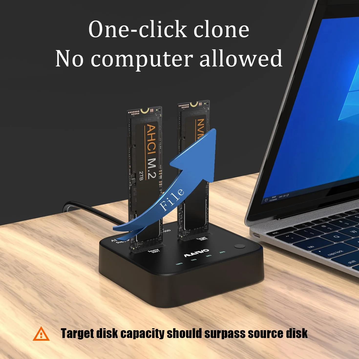MAIWO K3016P2 M.2 NVMe AHCI SSD Docking Station USB 3.2 Gen2x2 20Gbps Clone Duplicator