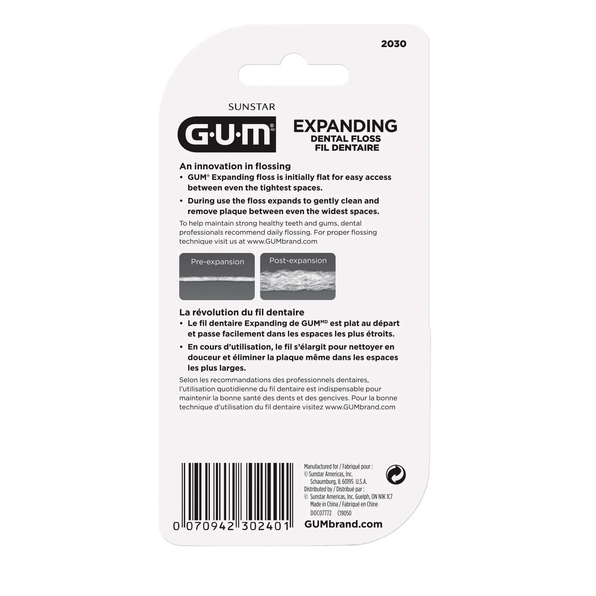 GUM Expanding Floss 30 Meters Pack of 6