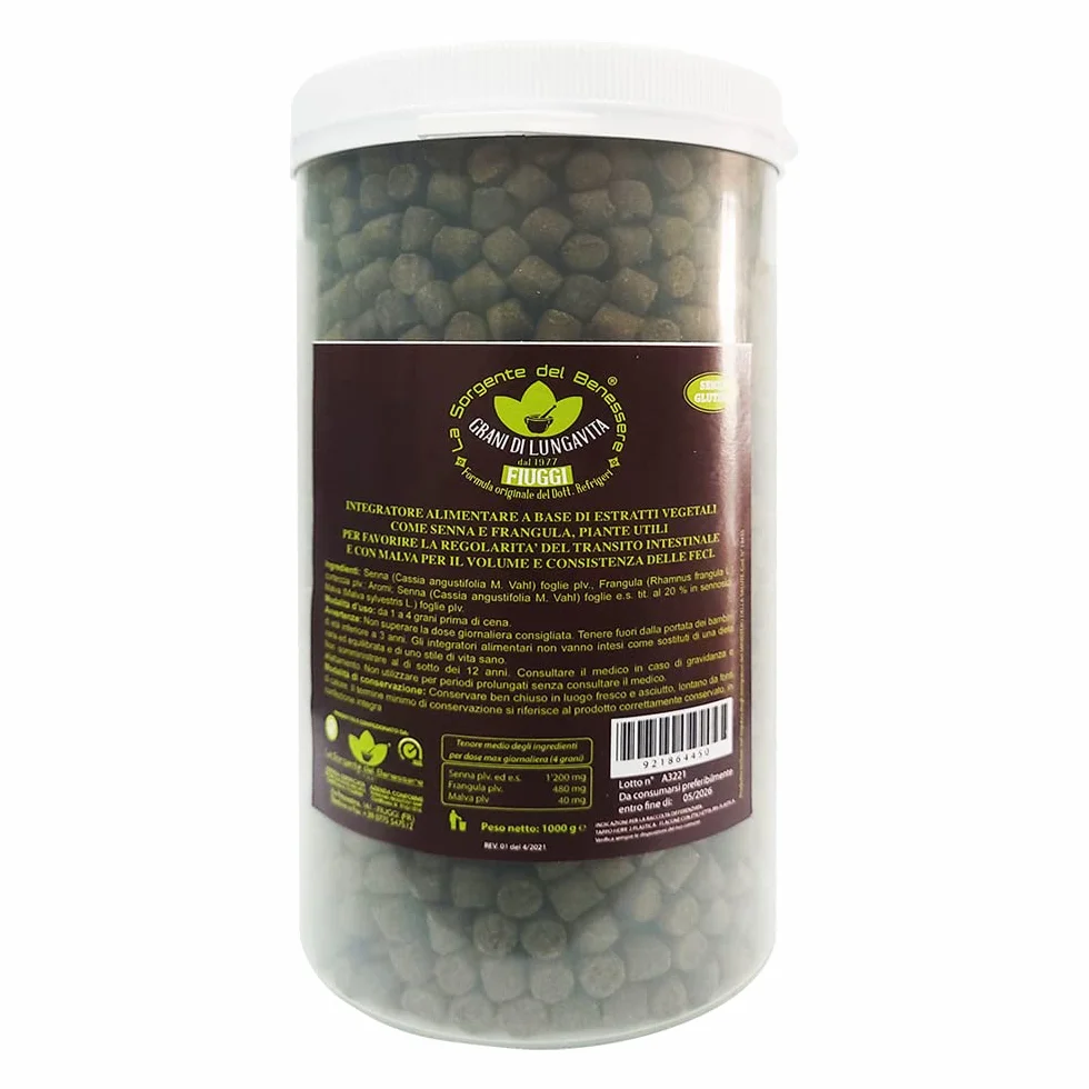 LA SORGENTE DEL BENESSERE Grani di Lunga Vita Fiuggi Barattolo 1kg Integratore Alimentare Estratti Vegetali Transito Intestinale