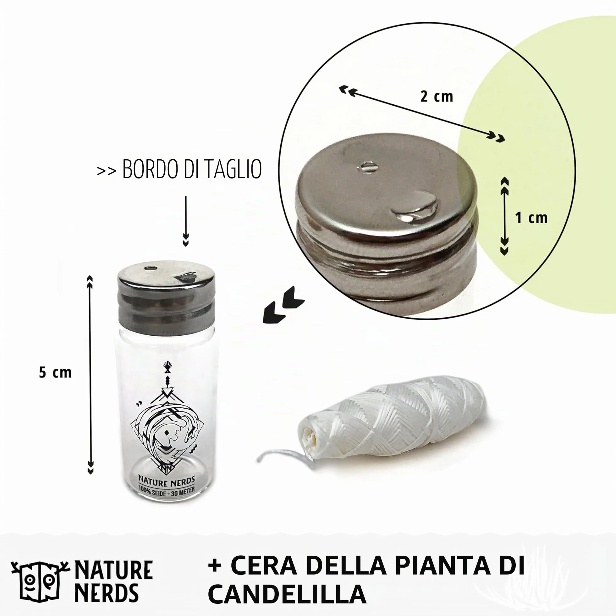 Nature Nerds filo interdentale cerato candelilla naturale vetro 30 m
