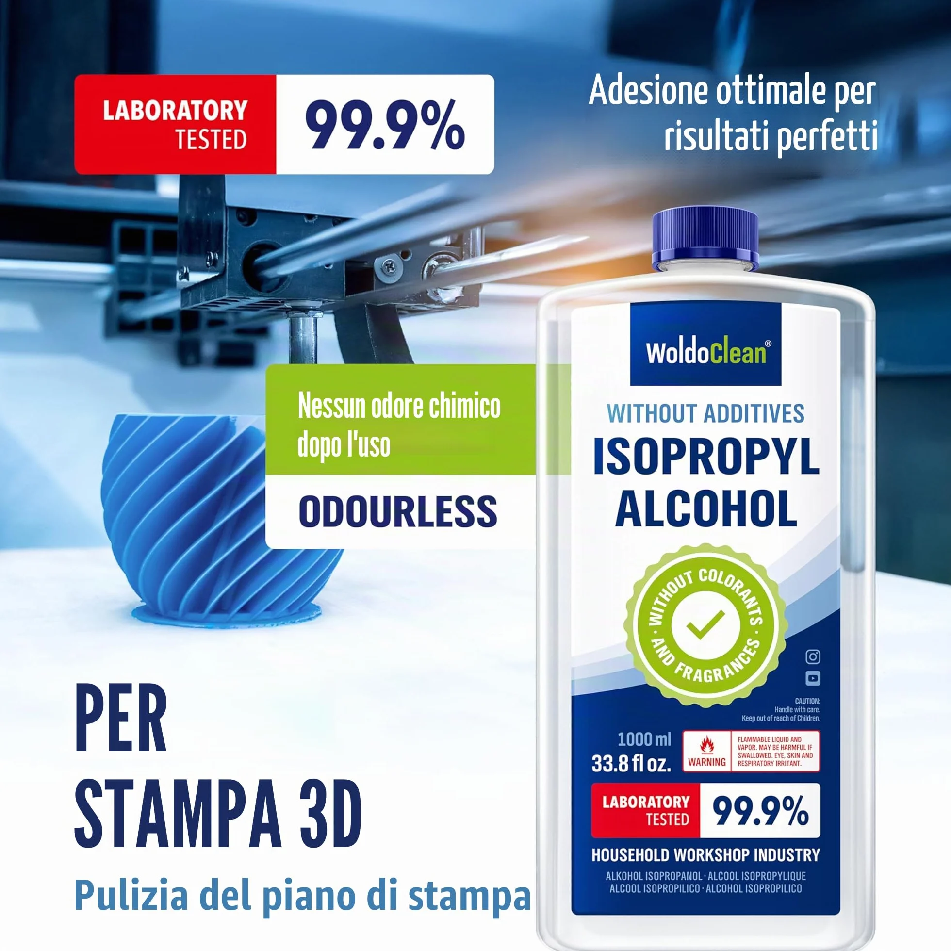 Isopropanolo Alcool Puro al 99.9% Isopropilico Detergente IPA 1 litro