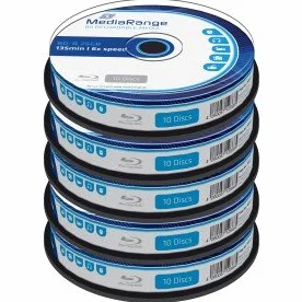 BLU-RAY - Mediarange BD-R 25Gb, velocità di 6x - Campana di 50 pz