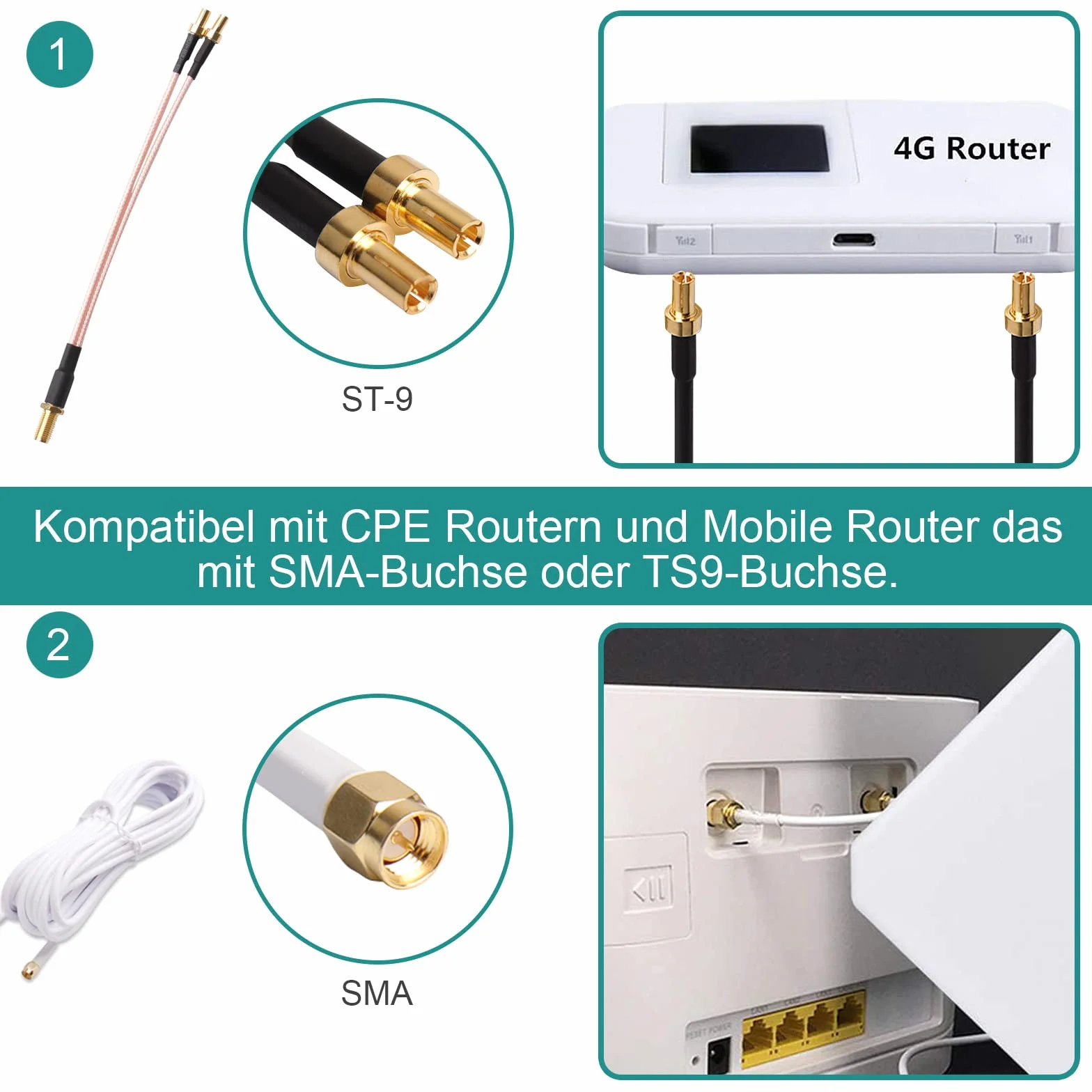 Antenna 4G LTE SMA maschio antenna esterna Omnidirezionale SMA Antenna compatibile con router modem 3G 4G impermeabile per router mobile hotspot telefono domestico senza fili