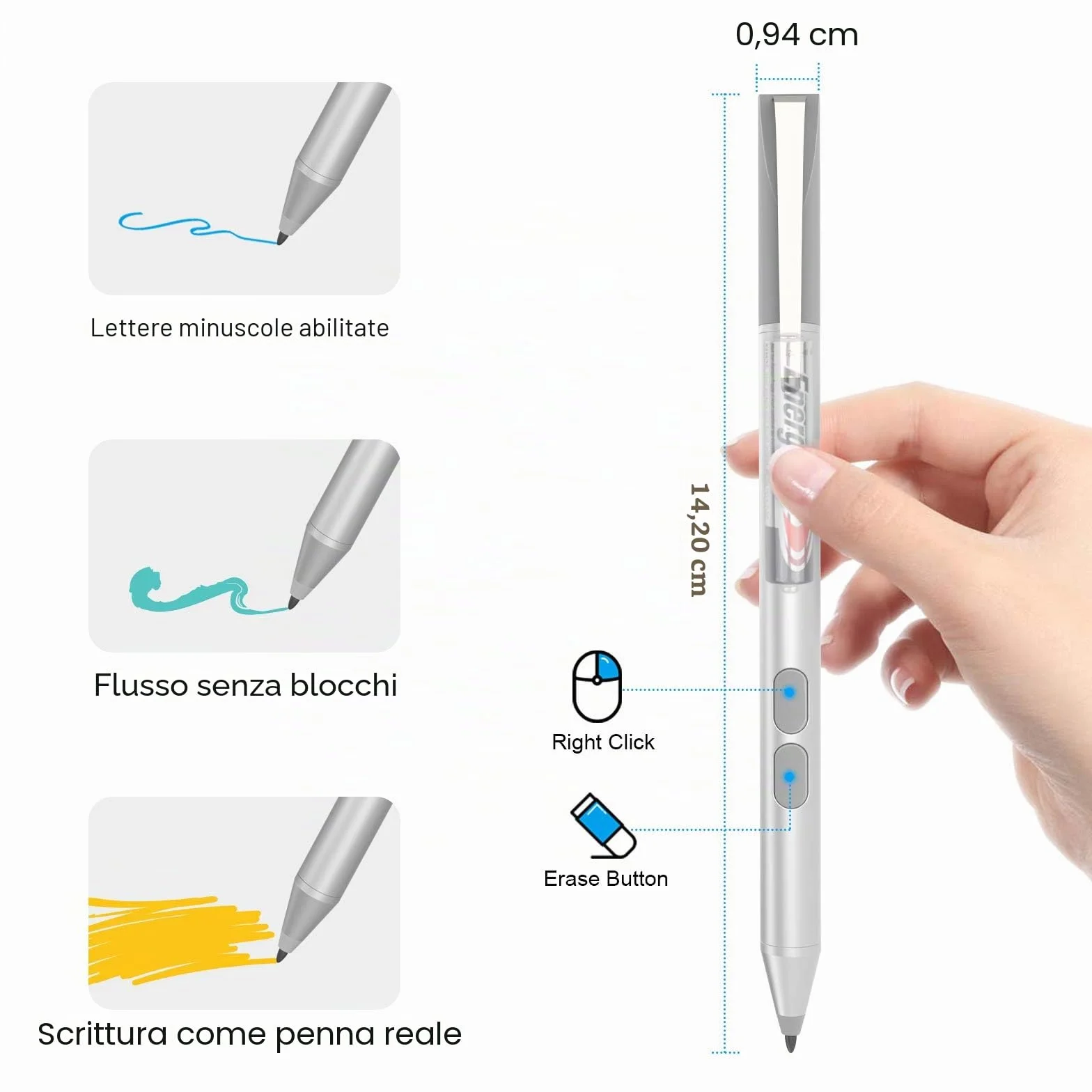 Penna per HP, Active Pen for HP Envy x360, HP Spectre x360, HP Pavilion x360 e altre serie, penna digitale attiva, 1024 livelli di pressione, punte intercambiabili, 2500 ore di durata della batteria