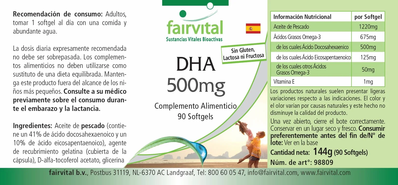 Fairvital Capsule DHA 500 mg 90 softgel Olio di Pesce Alto Dosaggio