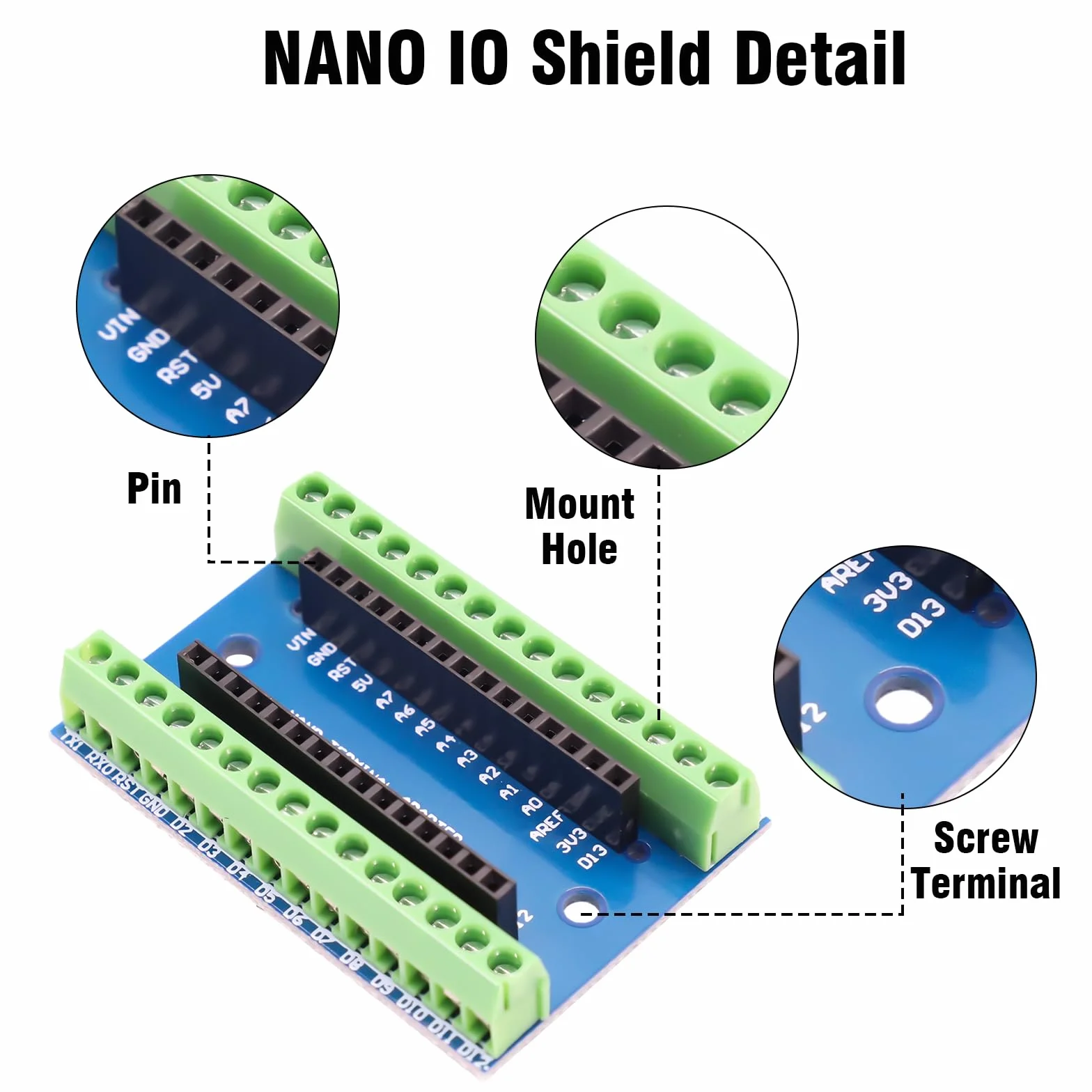 Binghe 2 Pezzi Nano Adattatore e Scheda IO Shield V1.0 - Scheda di Estensione