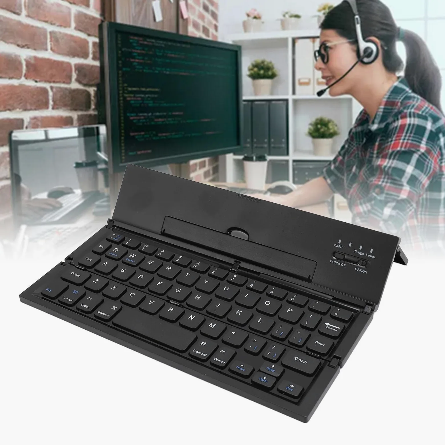 Bewinner Tastiera Bluetooth Pieghevole, Tastiera Wireless Portatile con Supporto per Supporto, Dispositivo Multiplo e Ricaricabile, Tastiera da Viaggio Ultra Sottile per Tablet Laptop