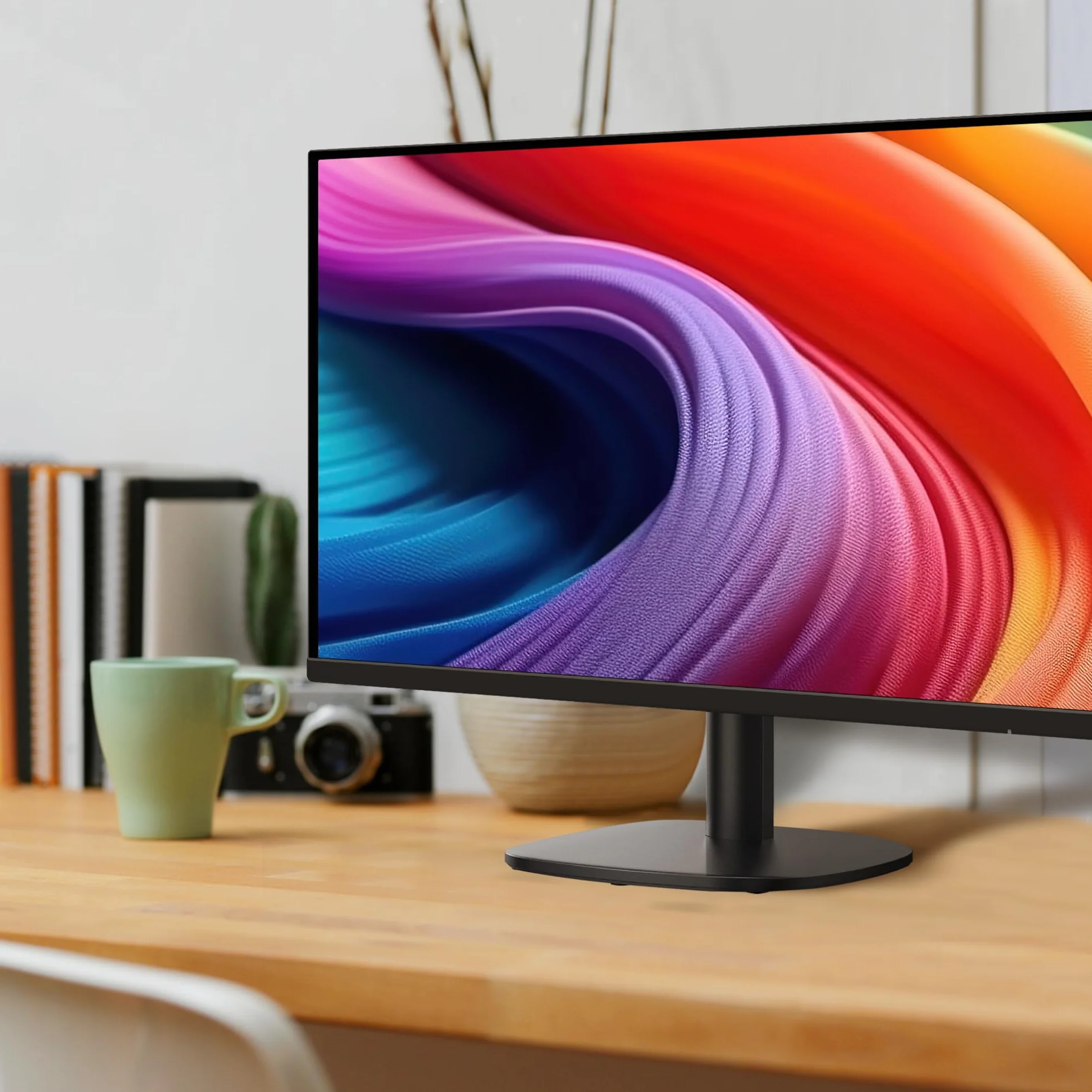 Amazon Basics Monitor da 27", FHD 1080p, massimo 100 Hz, compatibile con VESA, altoparlanti integrati, Nero