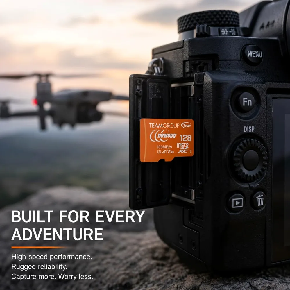 NEWEGG Scheda microSDXC A1, velocità di lettura fino a 100 MB/s, 128 GB per fotocamere, droni e smartphone Android, 4K UHD U3 V30, TUSDX128GIV30A172