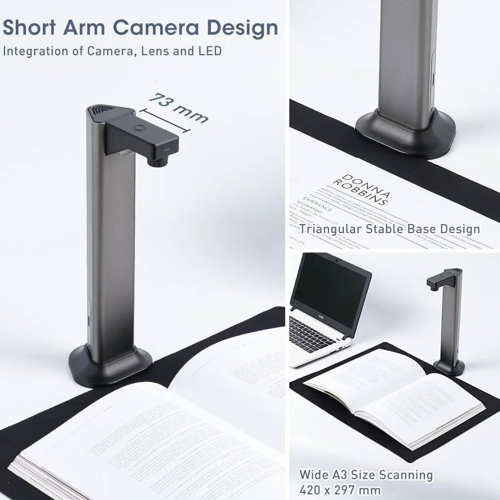 Scanner Portatile A3 Professionale: Fotocamera 13MP Porta USB ad Alta Velocità Tecnologia TTS e OCR Compatibile Mac/Windows Ideale per Libri e Documenti in Ufficio/Casa/Biblioteca/Scuola