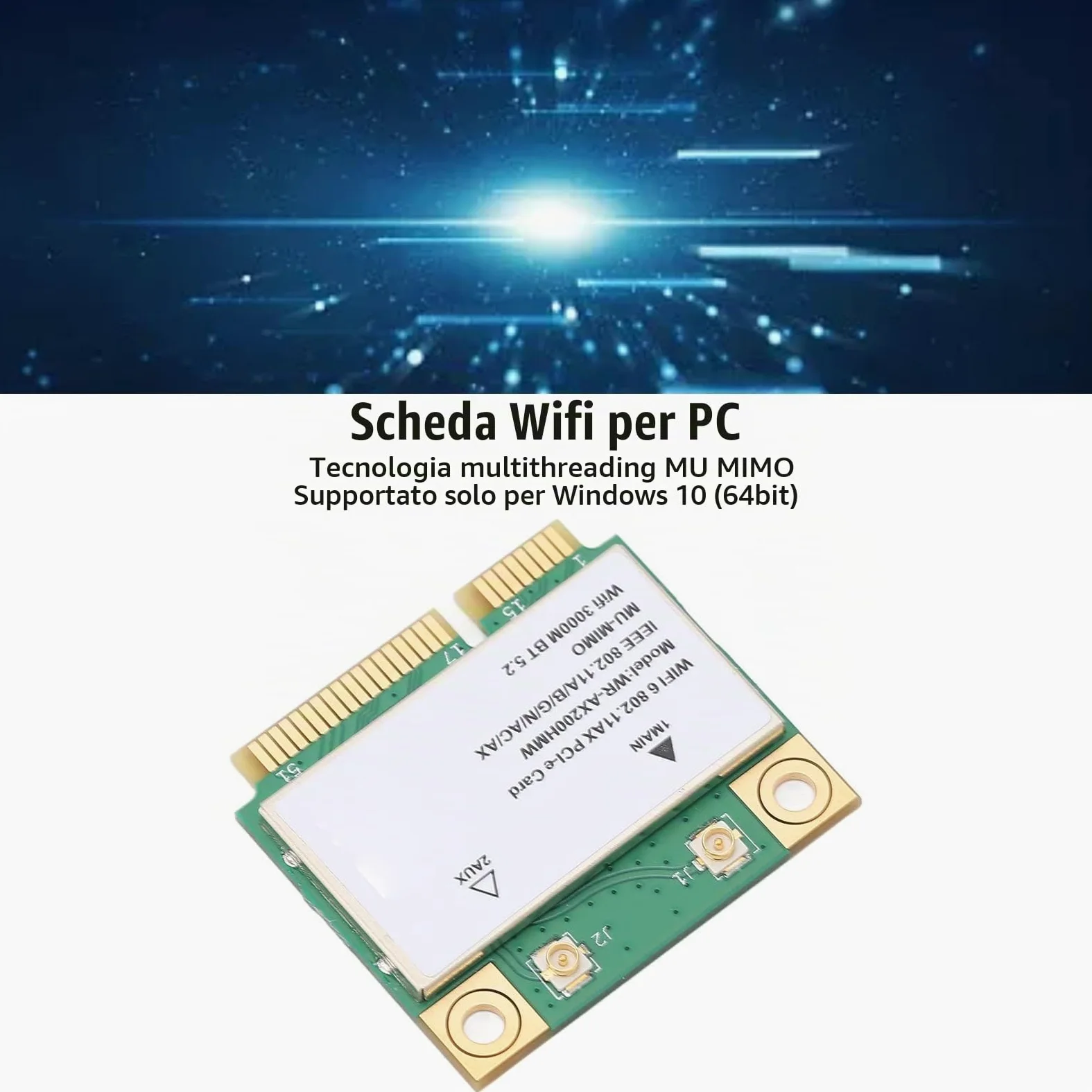 Annadue Scheda WiFi Wireless, Scheda di Rete Wireless Dual Band AX200HMW 2.4G/5G, Scheda Wireless Mini PCI-E 2974M WiFi6 Bluetooth 5.2, 802.11 A/B/G/N/AC/AX per Laptop