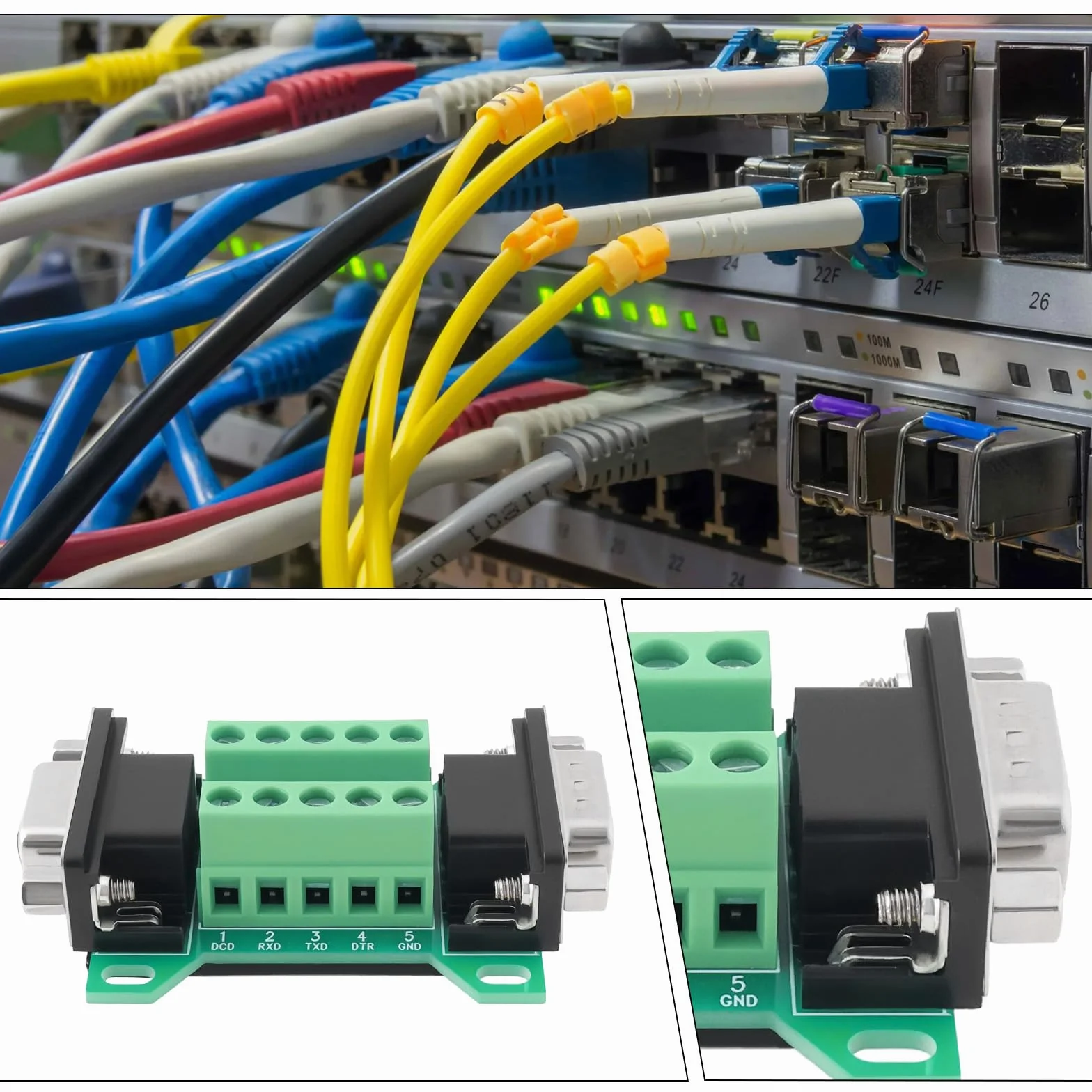 2 Pezzi DB9 Maschio A Femmina Breakout Board RS232 D-Sub Seriale A Terminale A 9 Pin per Apparecchiature di Controllo Industriale Automatico Registratore di Cassa