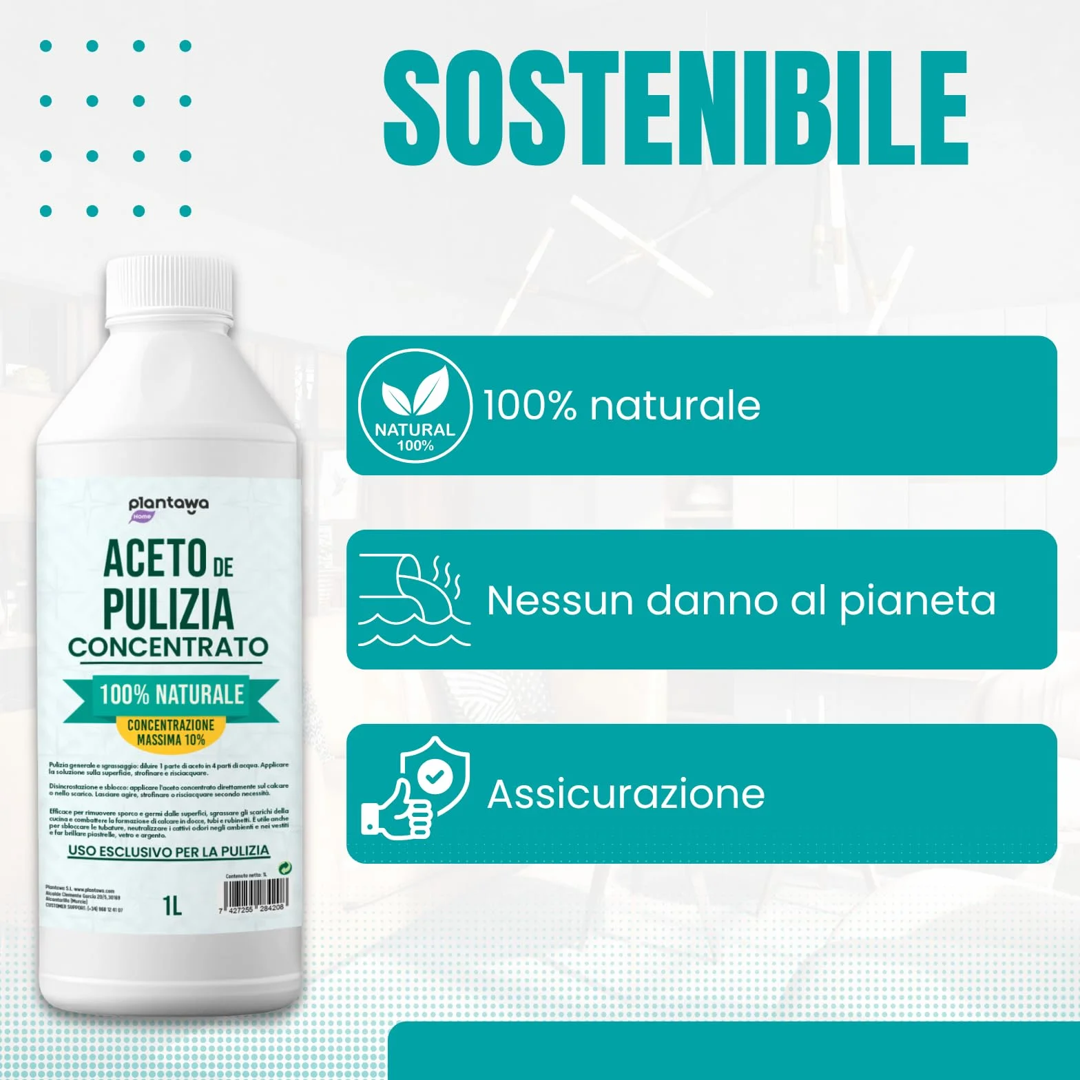 PLANTAWA Aceto bianco per pulire 5L 10º Detergente multiuso naturale antitico disinfetta sgrassa calcare