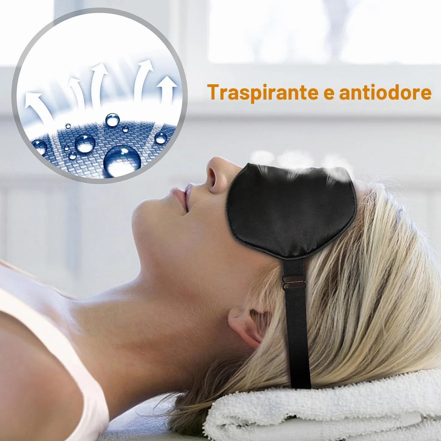 Gritin Mascherina per Dormire in 100% Seta Naturale Pura con Tappi per Orecchie e Cinghia Regolabile