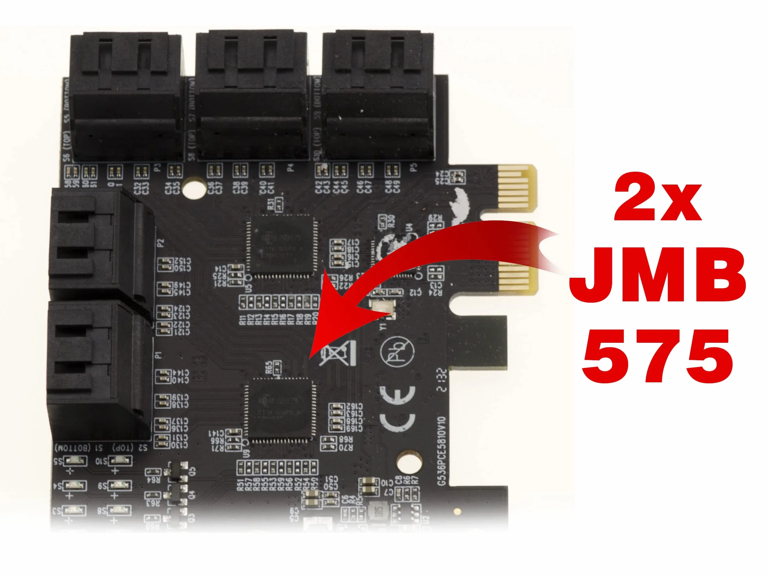 KALEA-INFORMATIQUE Scheda controller PCI Express PCIe 3.0 x1 a 10 porte per dischi rigidi SATA. Avviabile, con chipset JMB575.