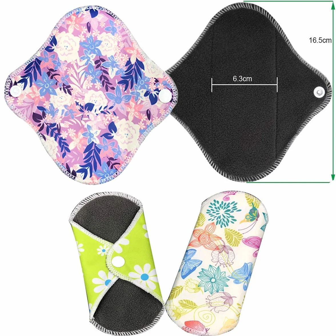 Salvaslip assorbenti lavabili multi dimensioni 11 Pezzi con Borsa di stoccaggio