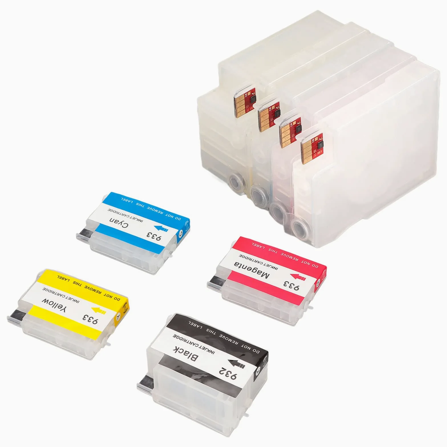 Domary Cartuccia D'inchiostro Ricaricabile PP per Officejet 6600 6700 | Chip Riciclabile Ripristinabile, Set da 4 Colori ( Ciano Magenta giallo), per la Stampa di Documenti Foto Carte di Prova