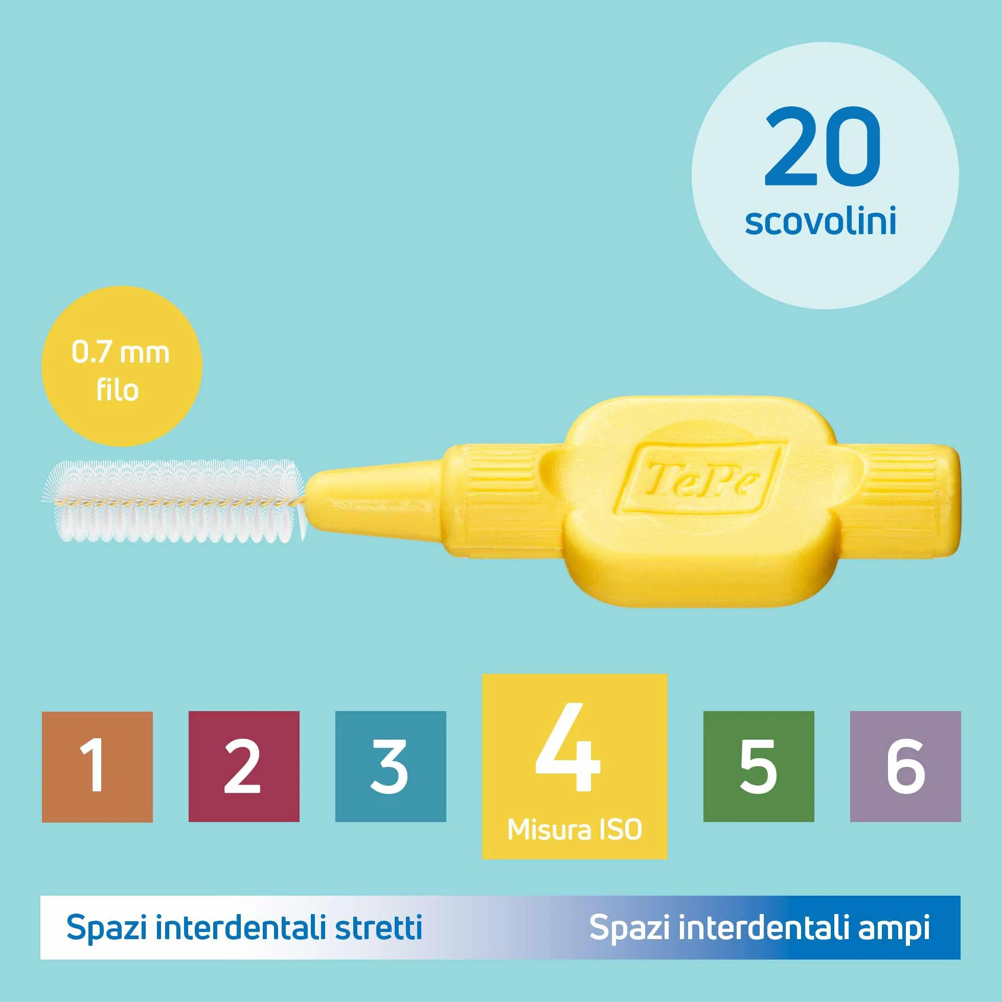 TePe Scovolino Extra Soft 0.7mm ISO 4 20pz Giallo Pulizia Interdentale