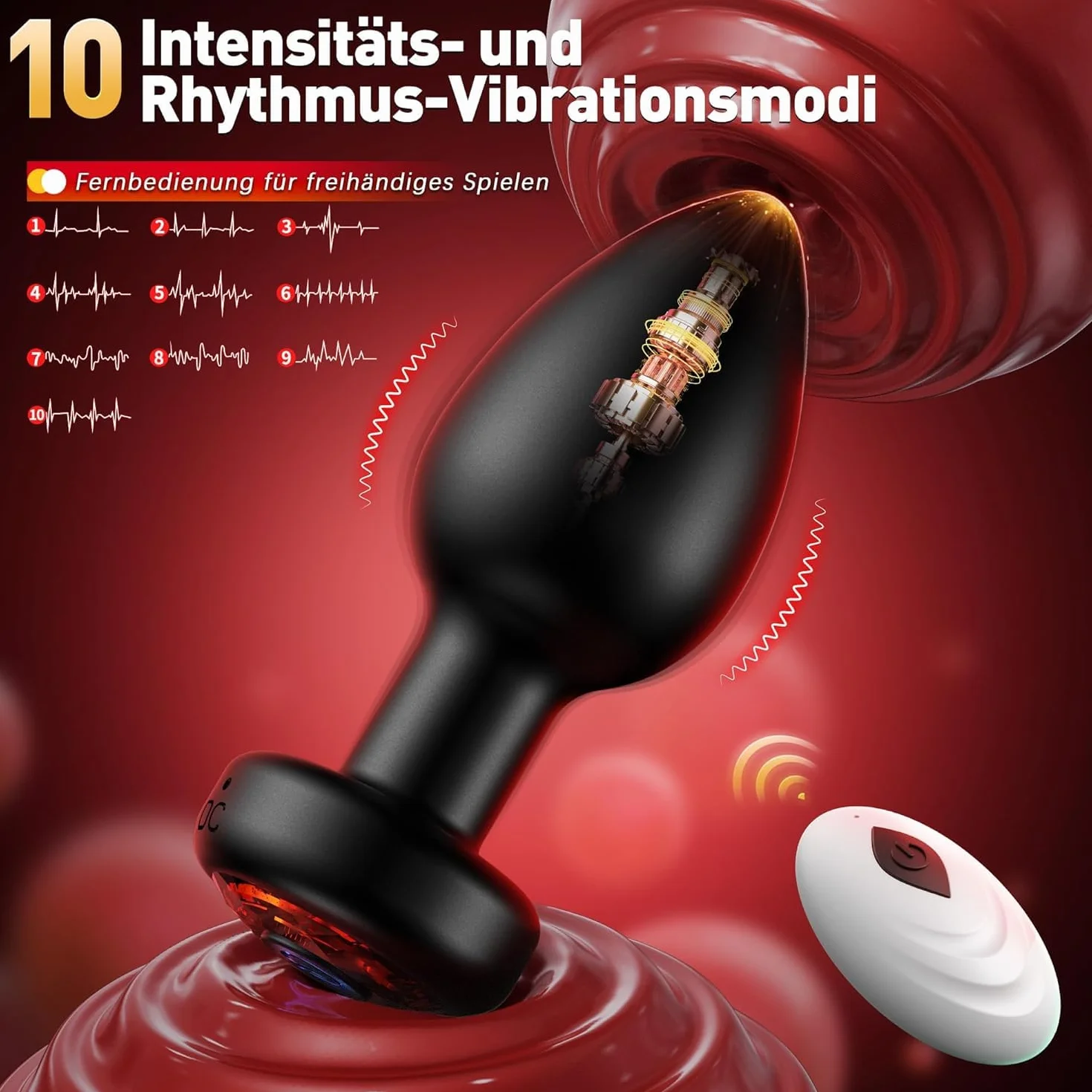 Set di 3 Plug Anali con Vibrazione 10, Anal Plug Anale-Dilatatore Donna Sex Toys +APP