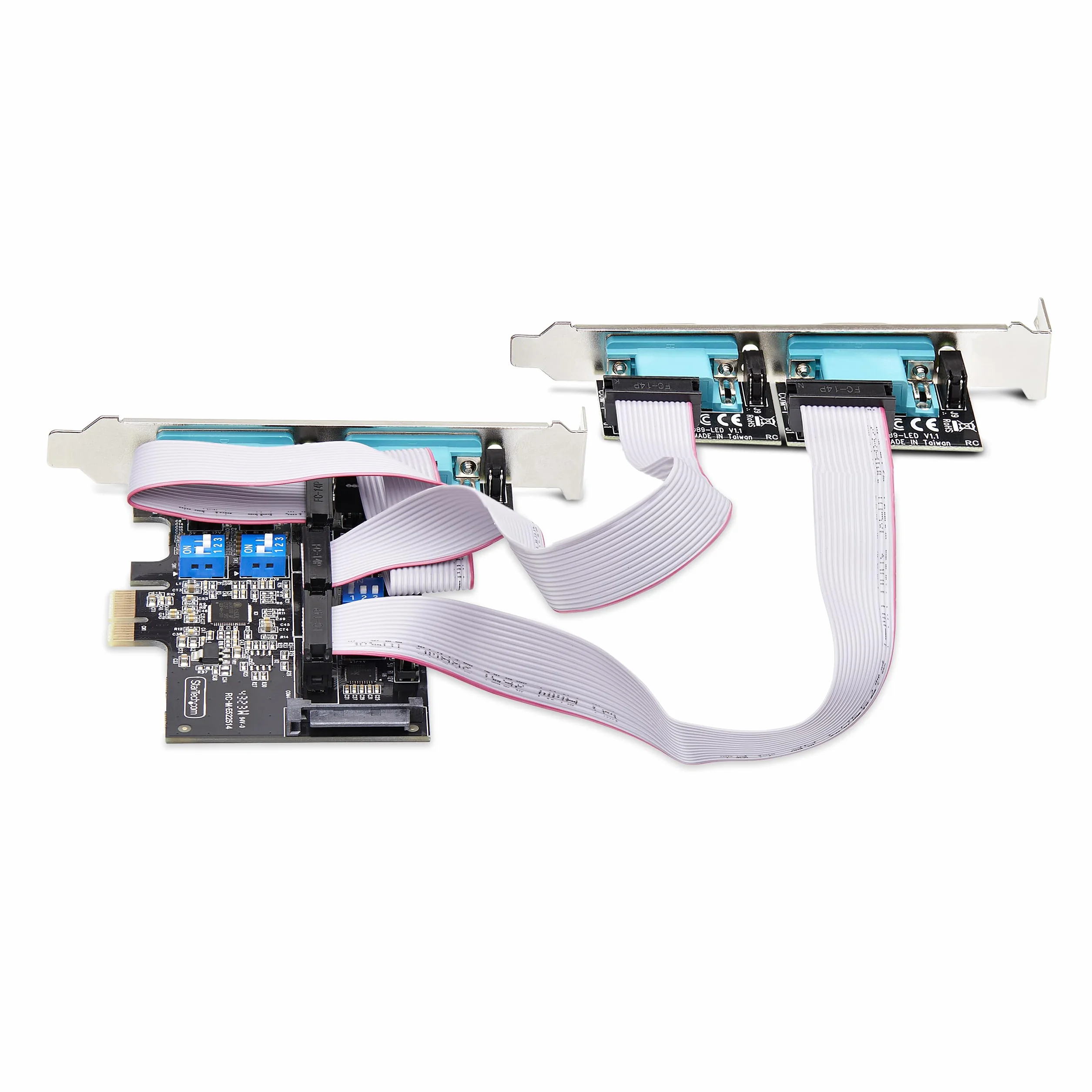 StarTech.com Scheda seriale PCIe a 4 porte, scheda seriale PCI Express a RS232/RS422/RS485 DB9, staffe standard/basso profilo, UART 16C1050, protezione ESD, Windows/Linux (PS74ADF-SERIAL-CARD)
