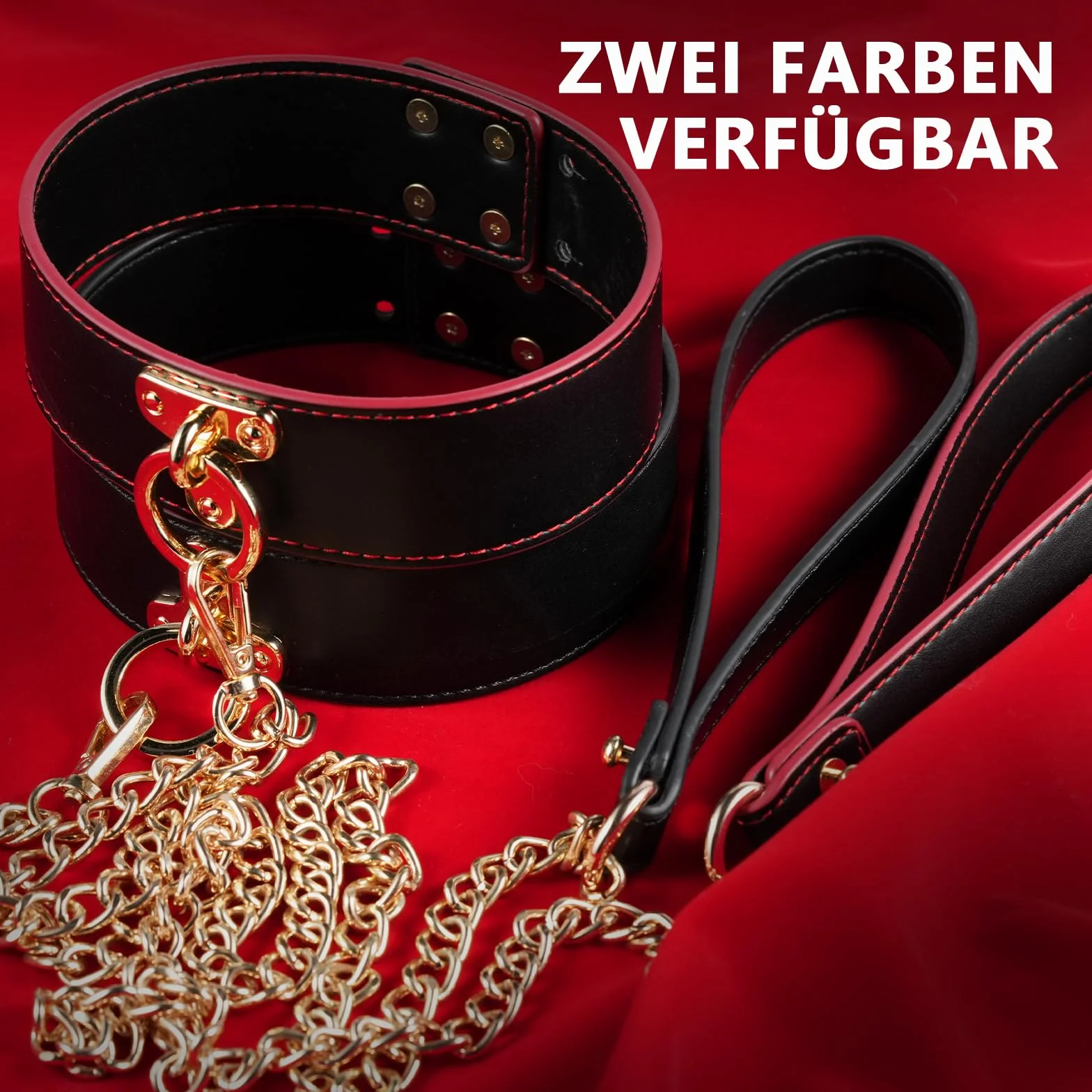 BDSM Collare Bondage con Guinzaglio a Catena, Set Collari Fetish in Pelle Regolabili per Coppie