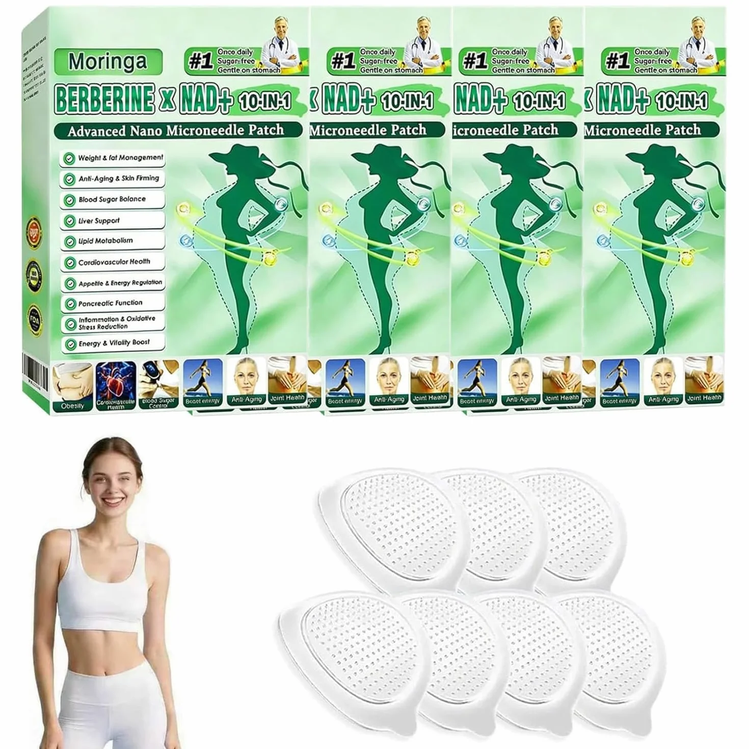 Moringa Cerotti Dimagranti 10 IN 1 Patch Nano Microneedle Bruciano Grassi Stimolano Metabolismo