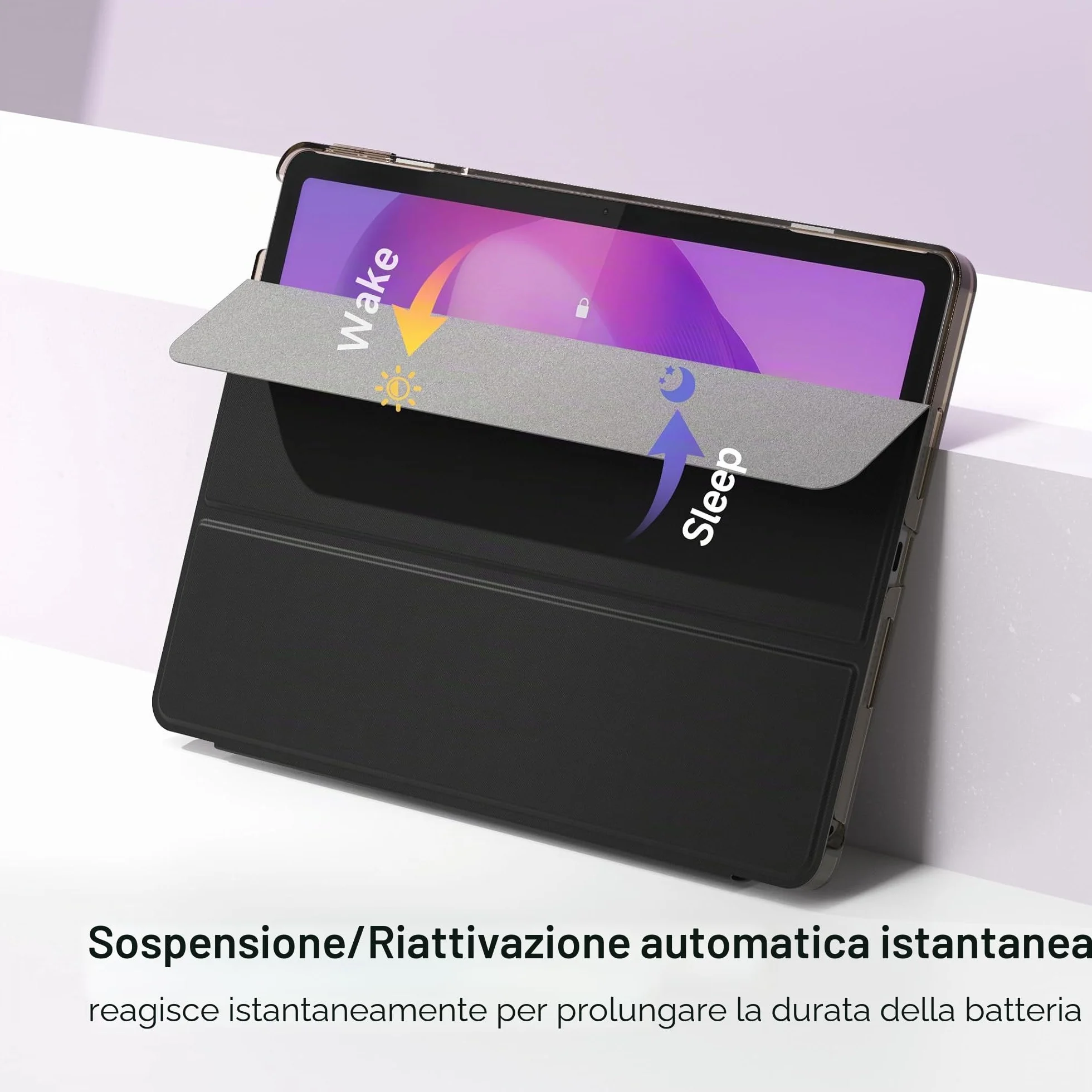 CACOE Custodia Lenovo Idea Tab 11 pollici 2025 Ultra sottile Supporto PU Nero con Pellicola Protettiva
