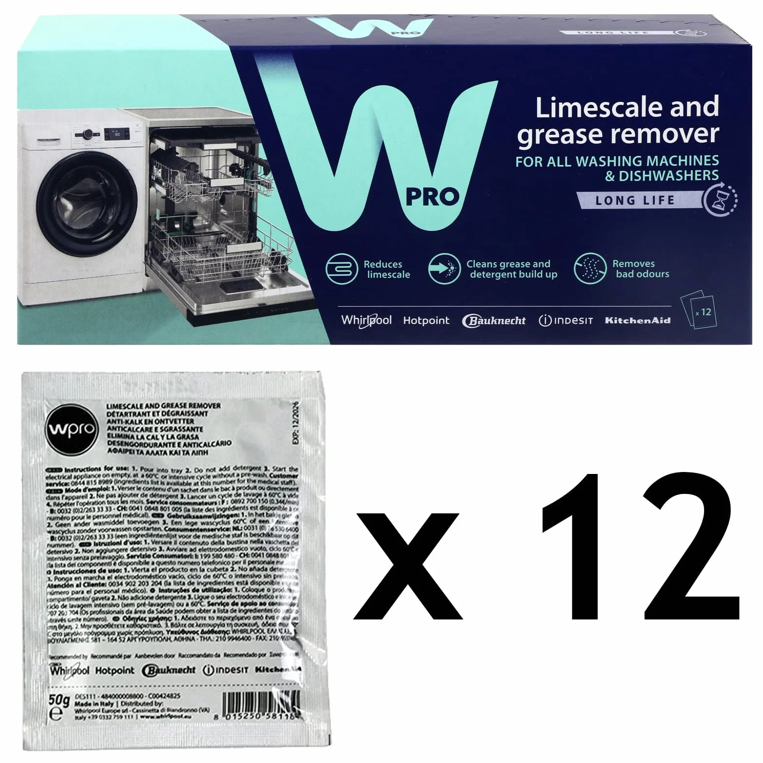 Hotpoint Disincrostante anti-calcare lavatrice lavastoviglie 12 bustine 50 g