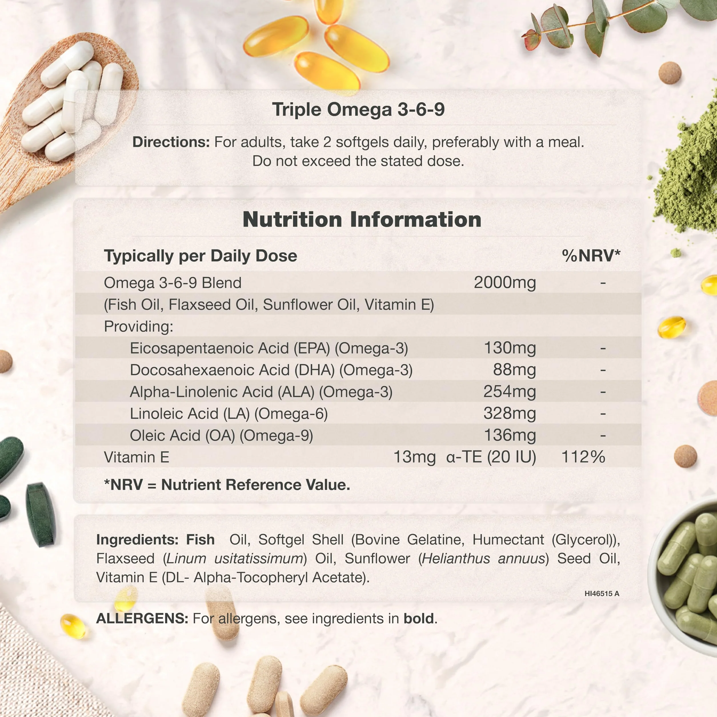 Horbaach Omega 3 6 9 2000mg 240 Vegano Softgels Alto Dosaggio DHA EPA Olio di Pesce e Lino