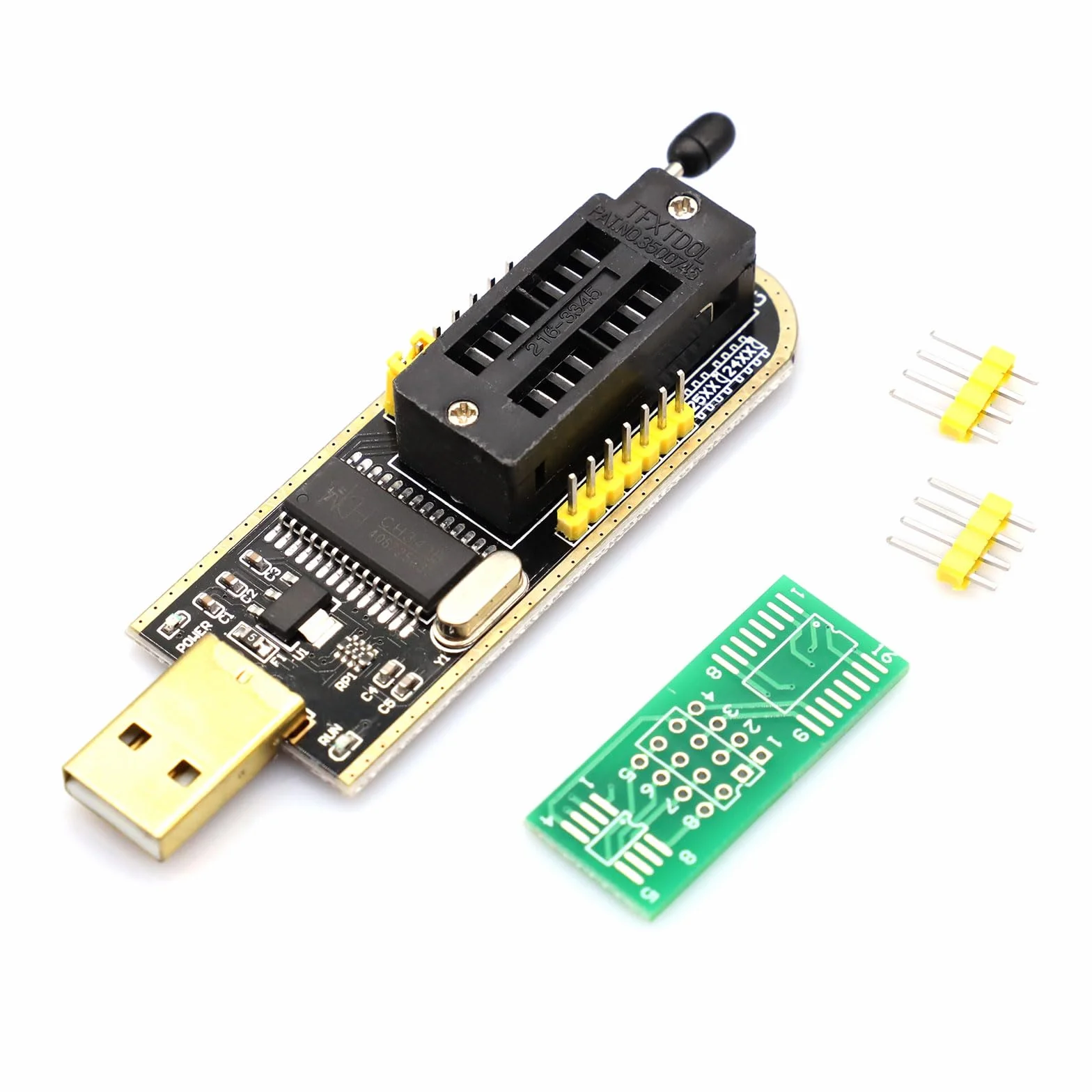 SOIC8 SOP8 Test Clip per EEPROM 25CXX / 24CXX, Programmatore USB BIOS CH341A + Adattatore da 1,8 V per 24 Serie 25 Flash