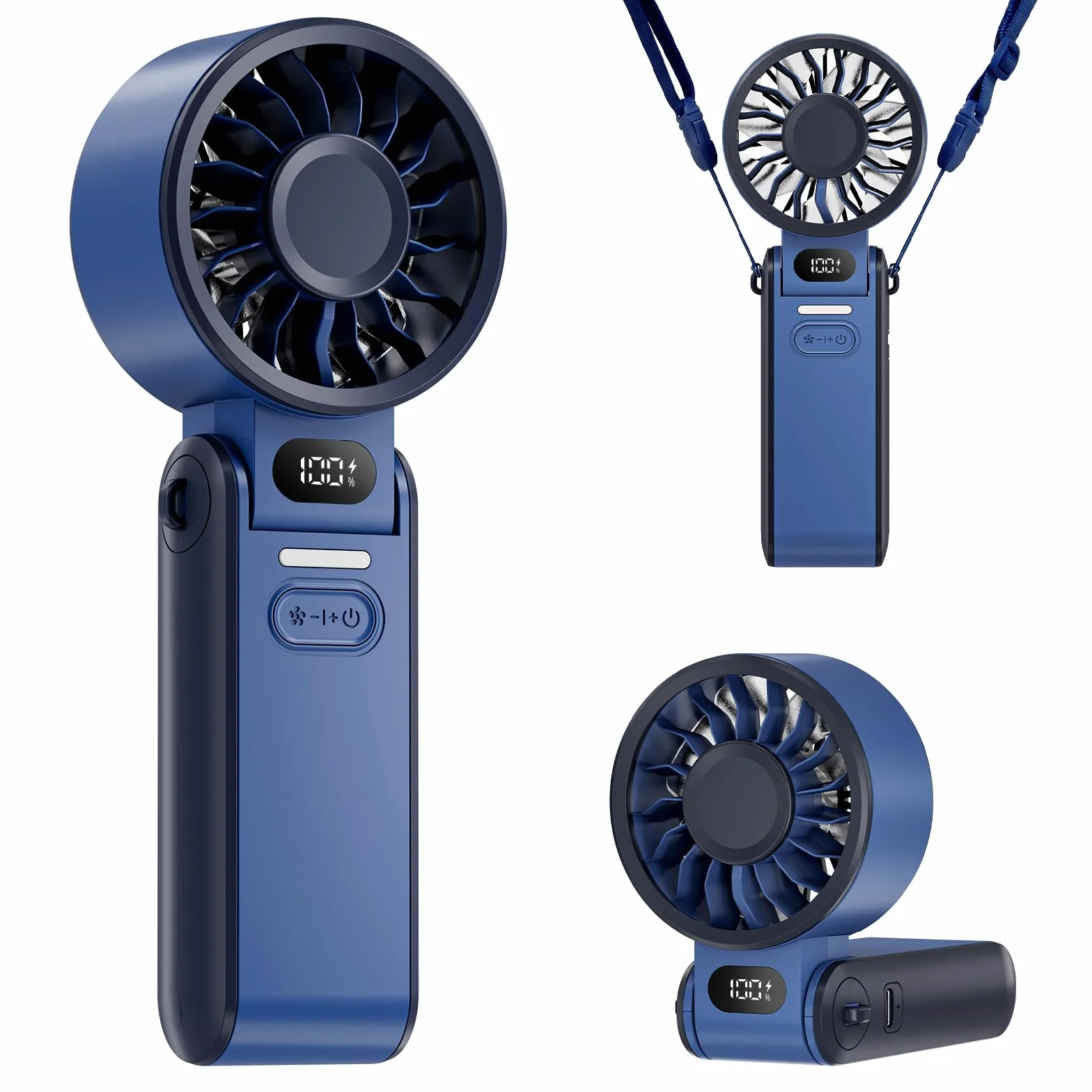 Ventilatore Portatile 100 Velocità Silenzioso e Potente – Mini Ventilatore USB Ricaricabile con Display LED, Piccolo Ventaglio Pieghevole da Tavolo per Ufficio, Viaggio, Casa, Esterno, Campeggio