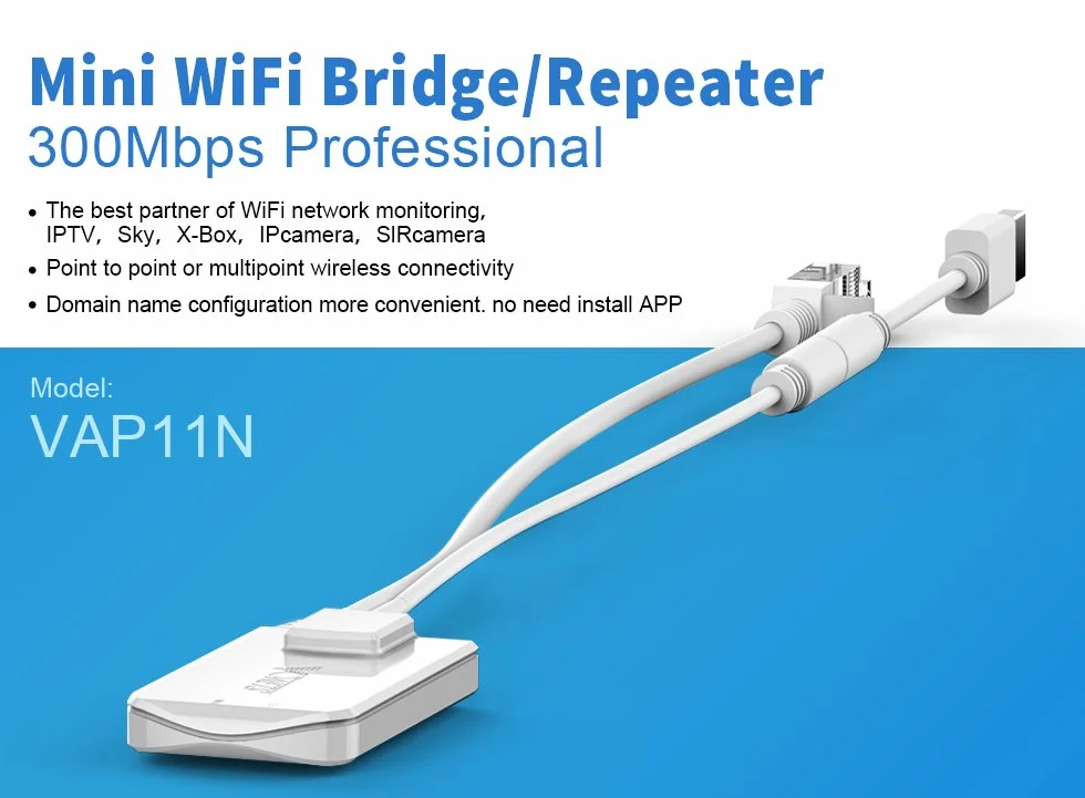 Vonets VAP11N-300 2,4 GHz Mini WiFi Bridge Ripetitore,Punto di Accesso Wireless,Adattatore da Wireless a LAN 300Mbps 802.11b/g/n,Adatto per la Maggior Parte delle Apparecchiature di Rete